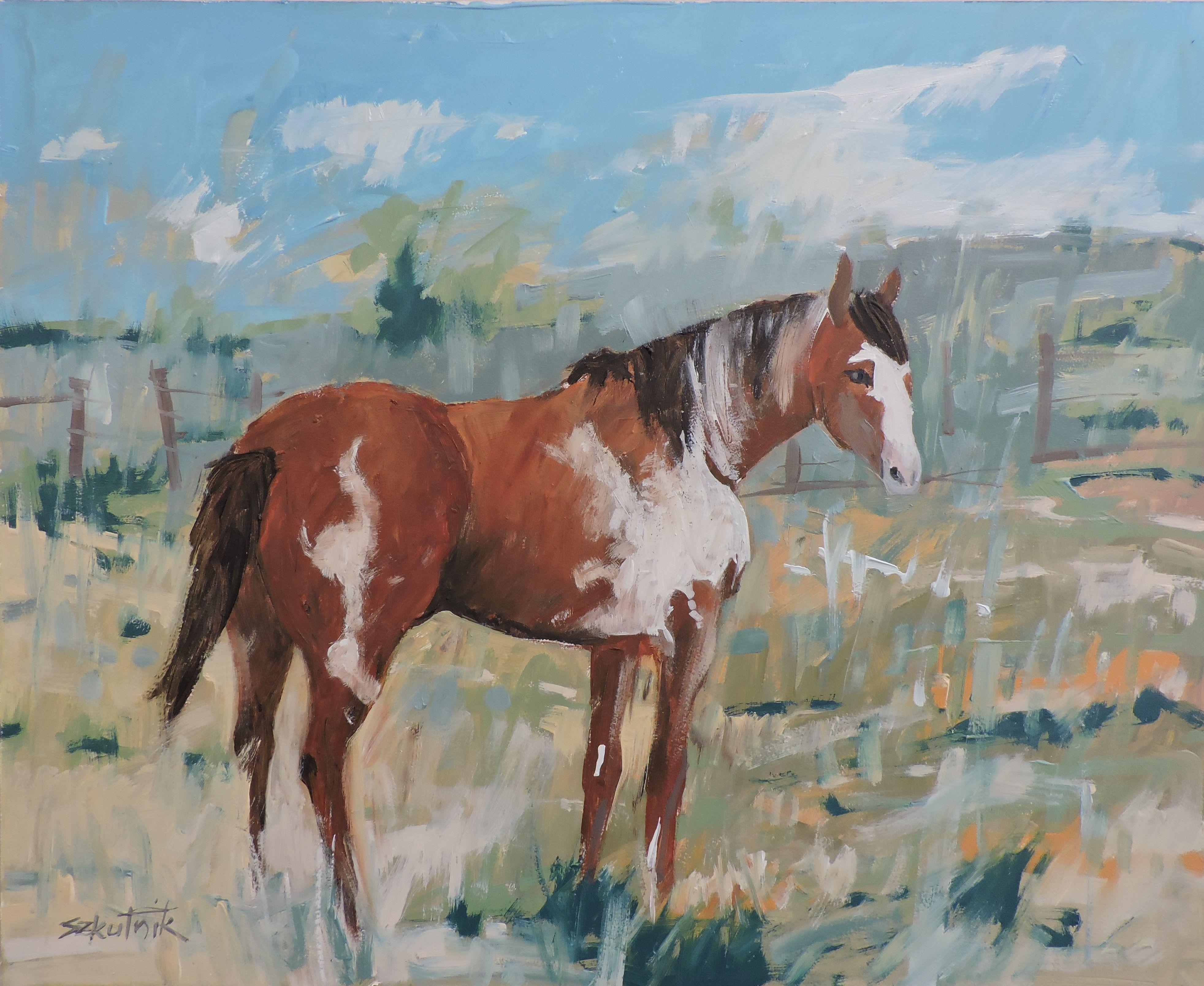 Richard Szkutnik Animal Painting - Horse Sketch #1, Painting, Oil on Wood Panel