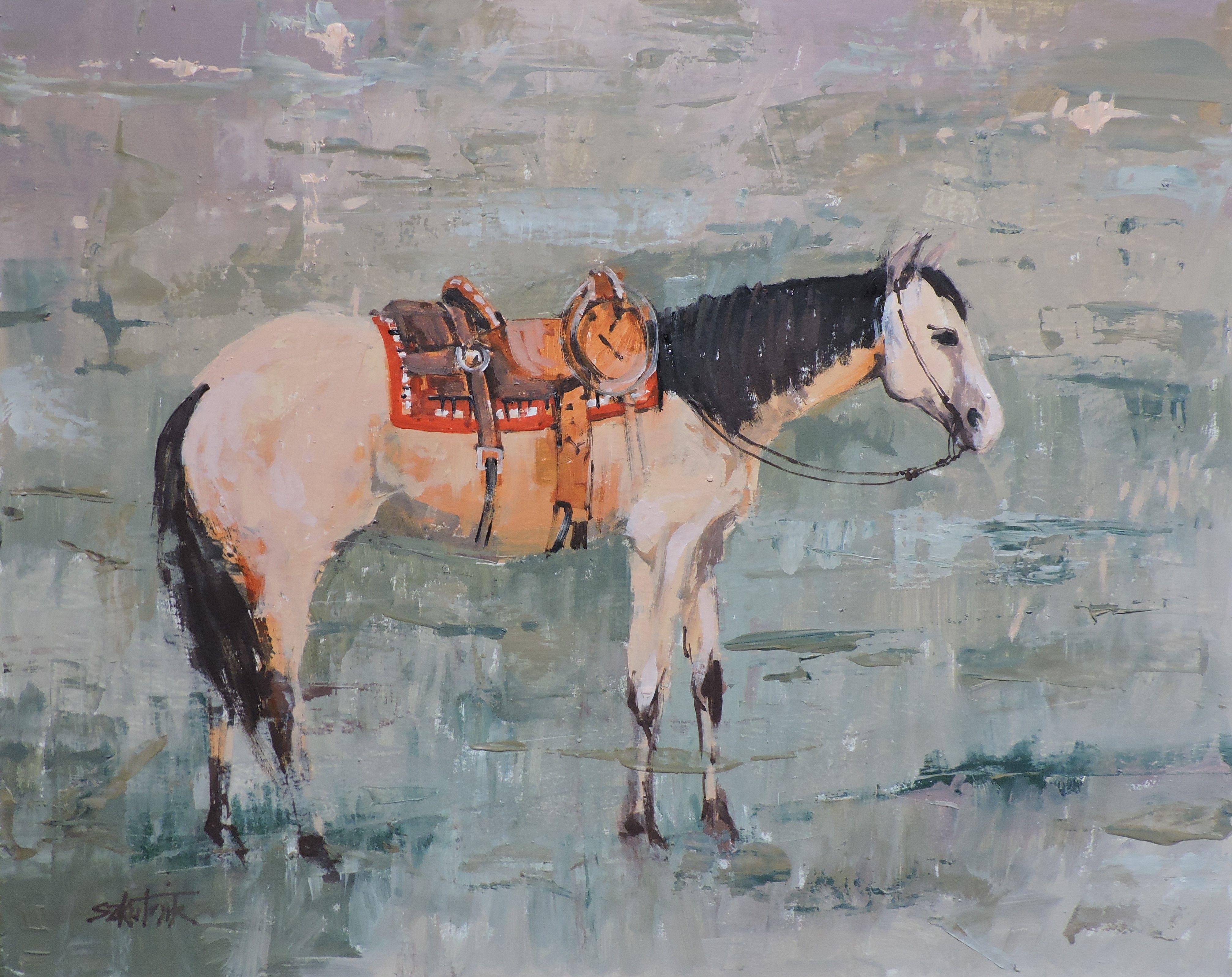 Richard Szkutnik Animal Painting - Horse Sketch #6, Painting, Oil on Wood Panel