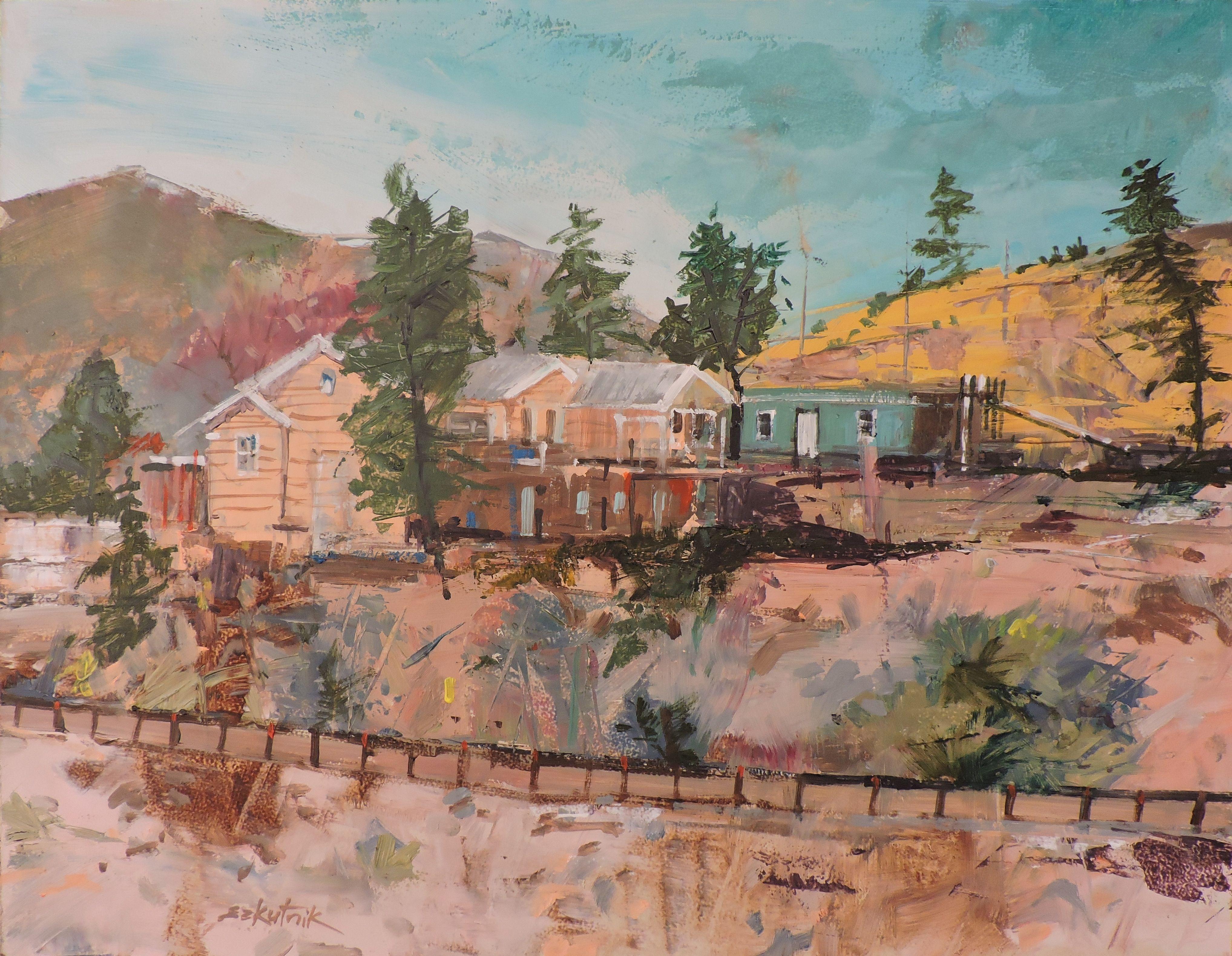 Casa di Lake Park Rd, Pittura, Olio su pannello di Wood - Painting di Richard Szkutnik