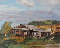 House in Village, Painting, Oil on Wood Panel