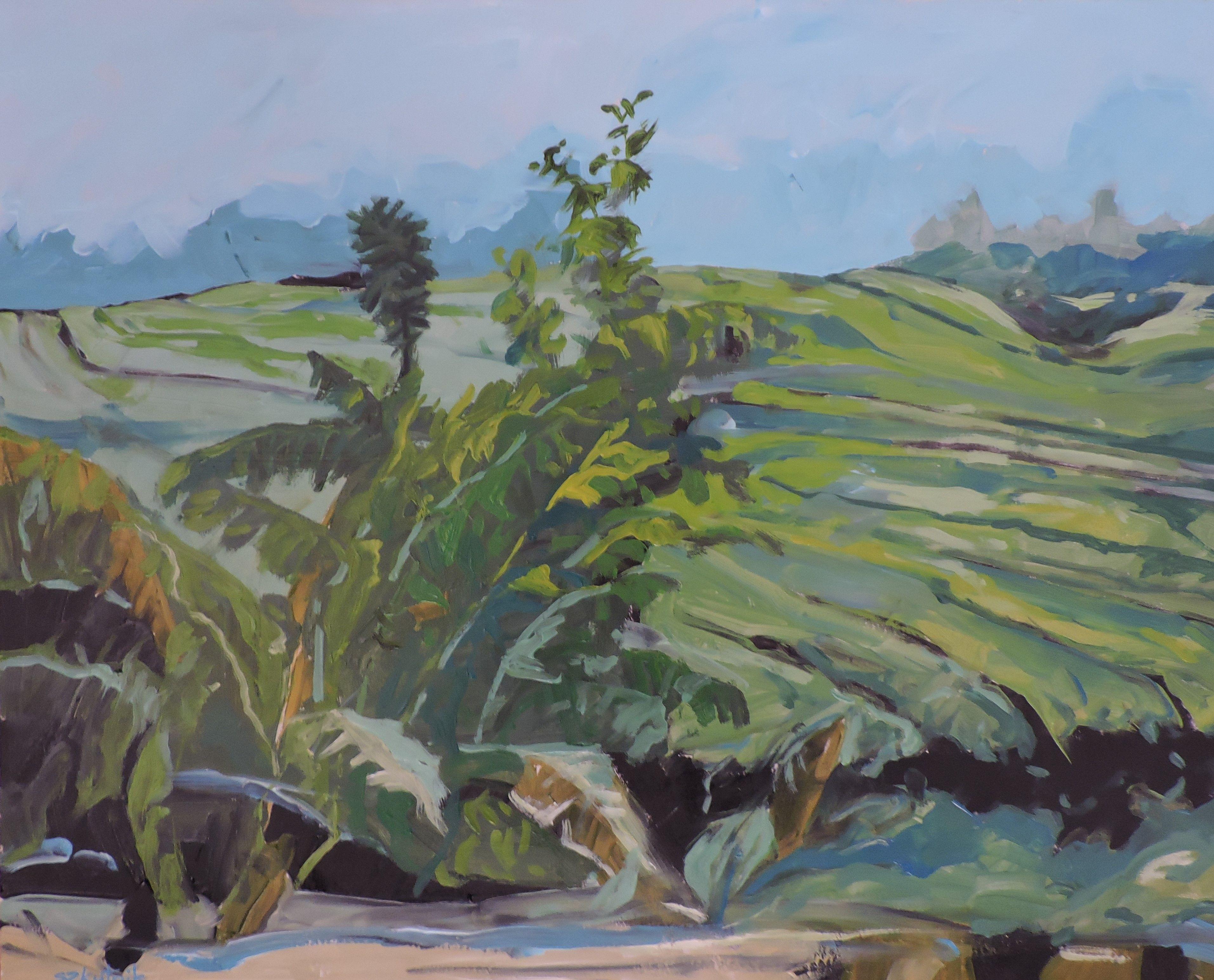original oil on panel   Indonesia coffee plantation    :: Painting :: Impressionist :: This piece comes with an official certificate of authenticity signed by the artist :: Ready to Hang: No :: Signed: Yes :: Signature Location: front :: Wood Panel