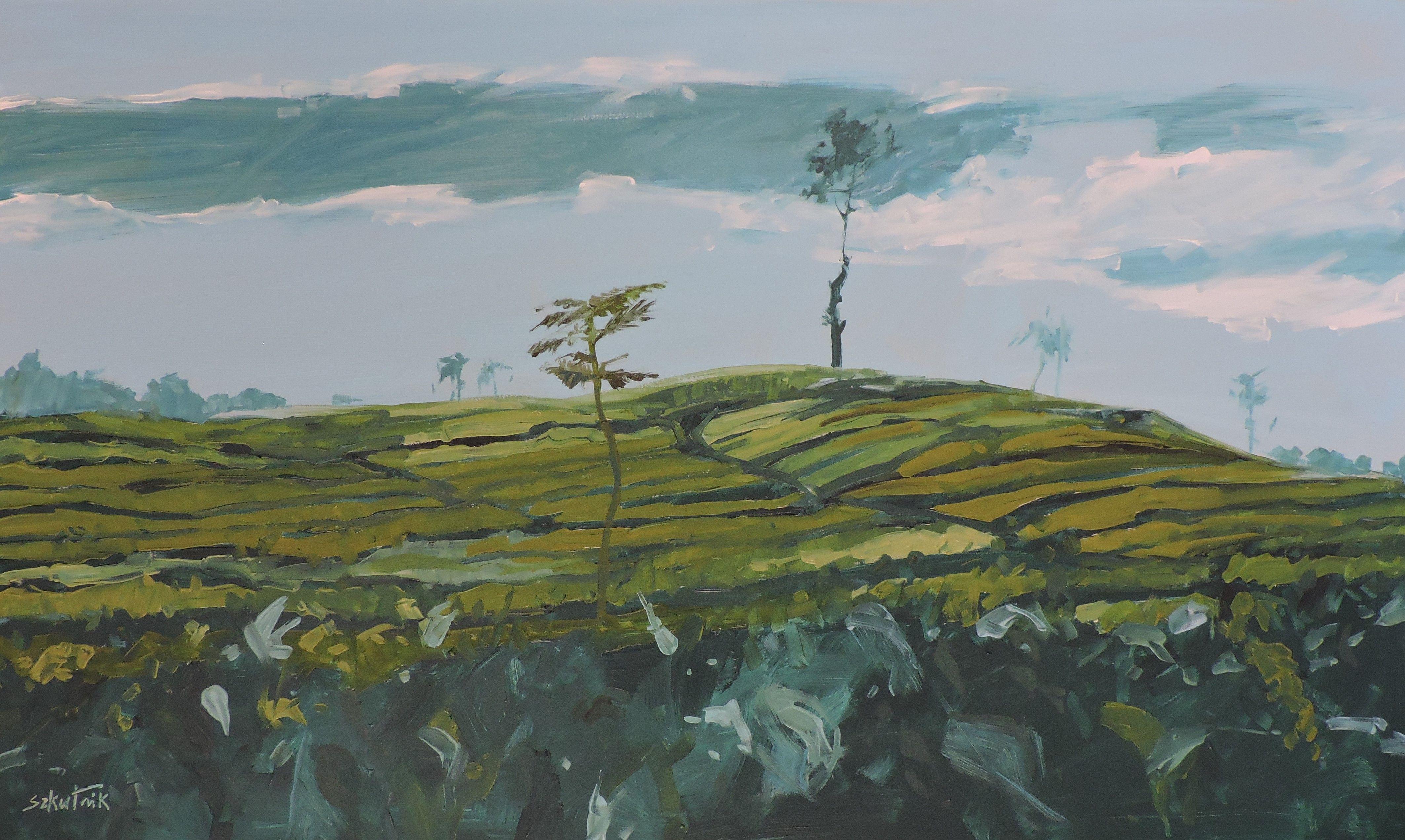 farm land in Indonesia   original oil on panel :: Painting :: Impressionist :: This piece comes with an official certificate of authenticity signed by the artist :: Ready to Hang: No :: Signed: Yes :: Signature Location: front :: Wood Panel ::