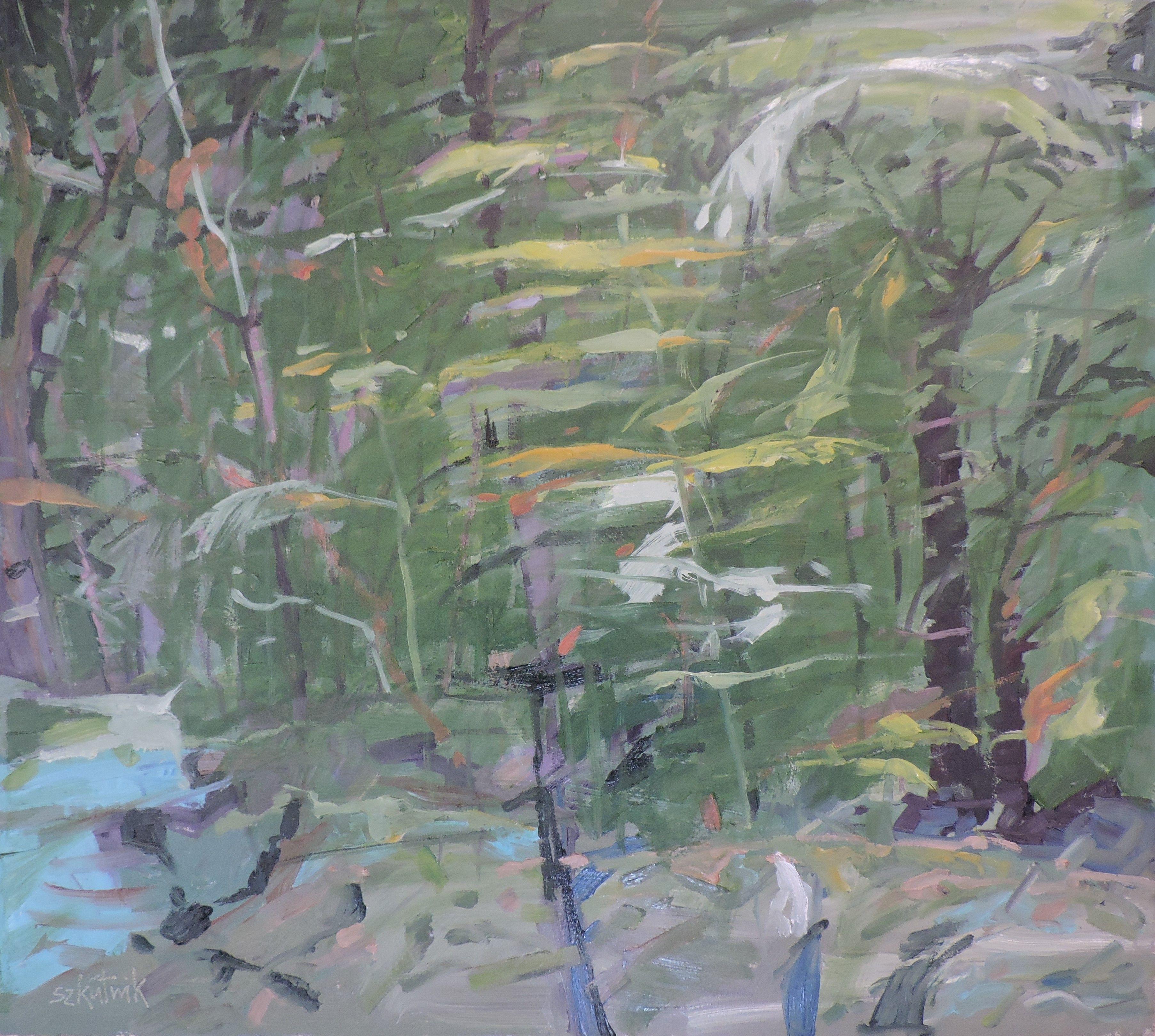 Indonesia forest original oil on panel paint in contemporary impressionism style :: Painting :: Impressionist :: This piece comes with an official certificate of authenticity signed by the artist :: Ready to Hang: No :: Signed: Yes :: Signature