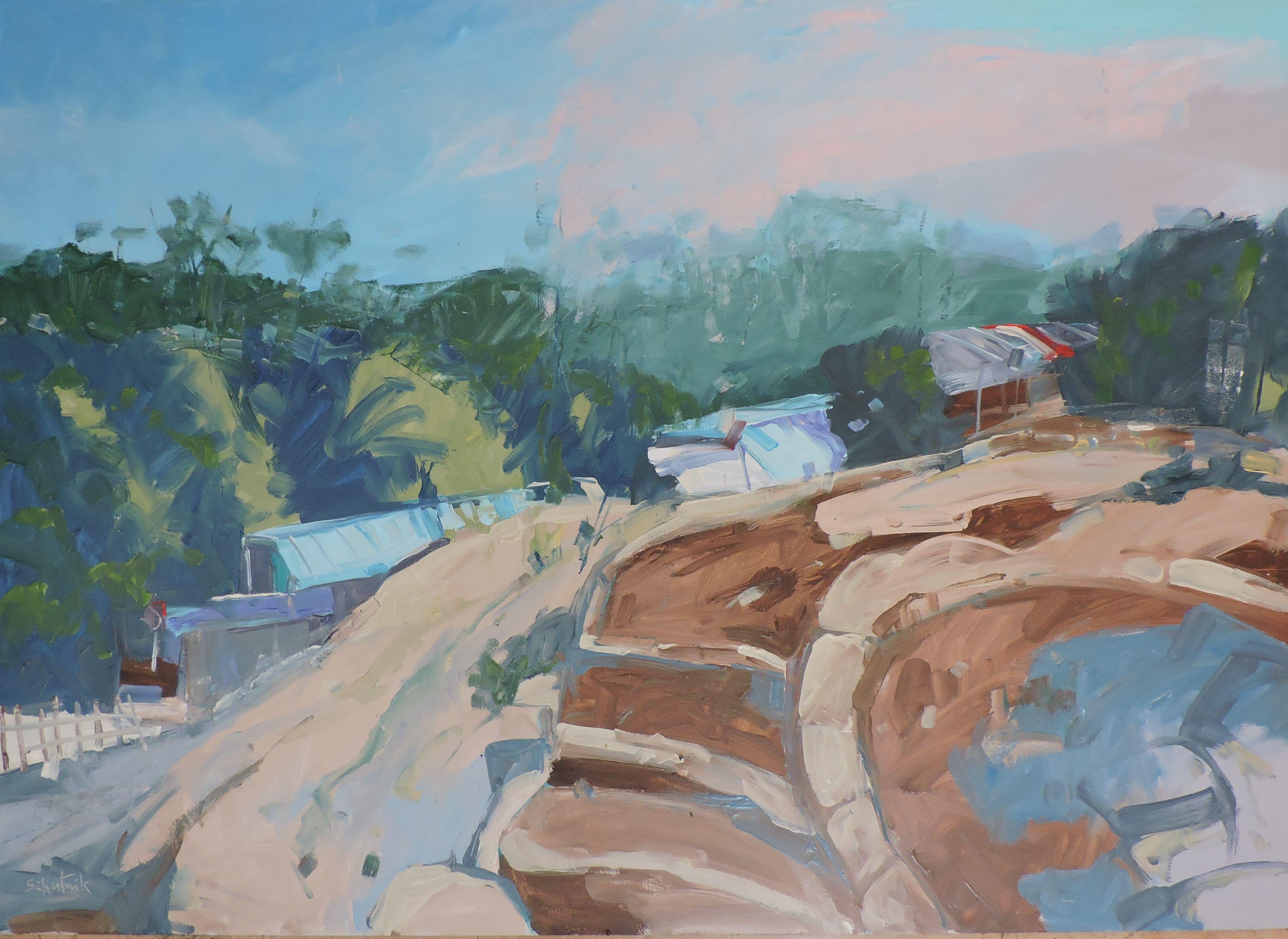 Indonesia #8, Pittura, Olio su pannello di Wood - Painting di Richard Szkutnik