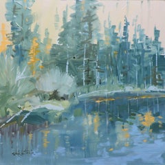 Lake Reflection, Painting, Oil on Wood Panel