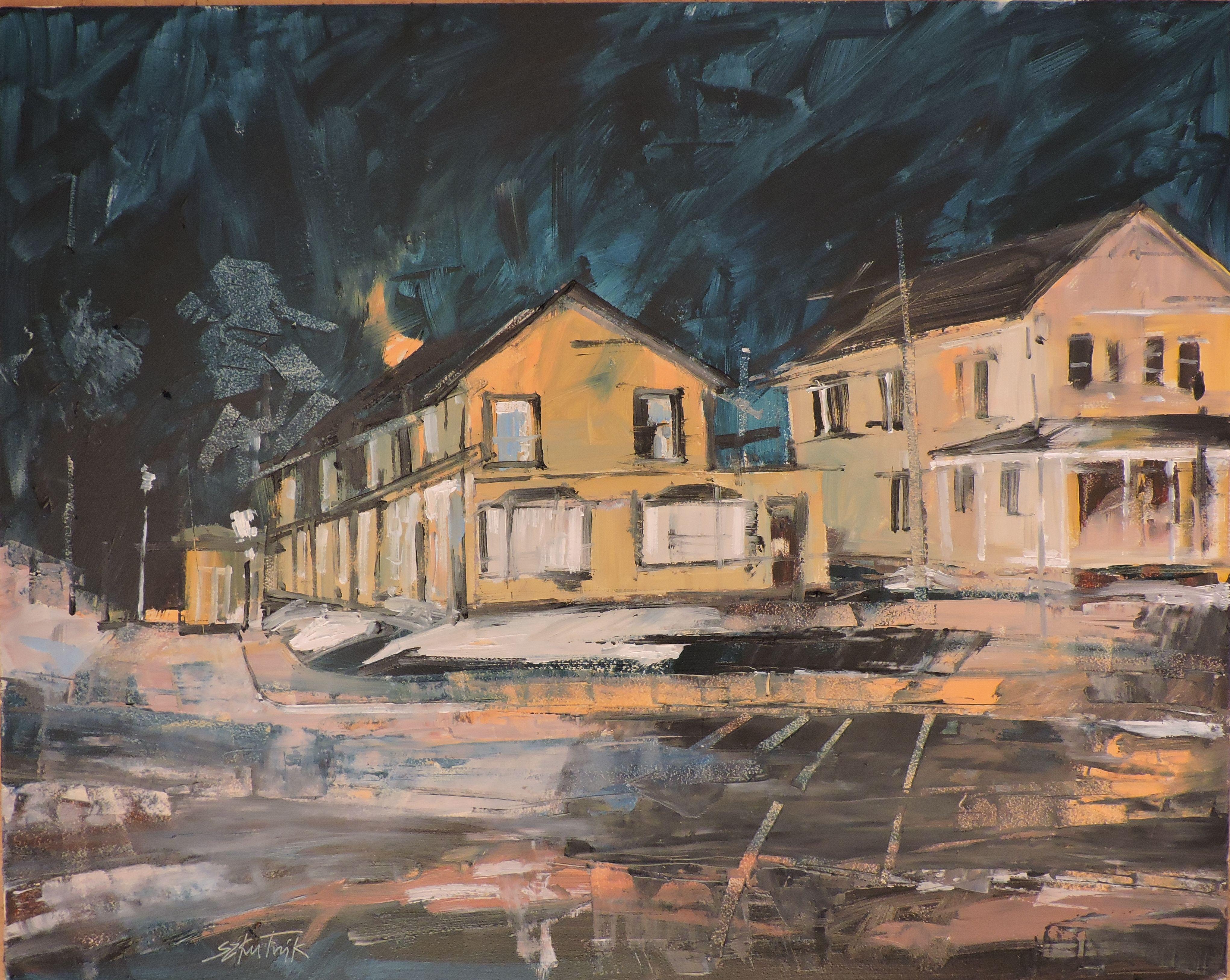 Littleton #7, Pittura, Olio su pannello di Wood - Painting di Richard Szkutnik