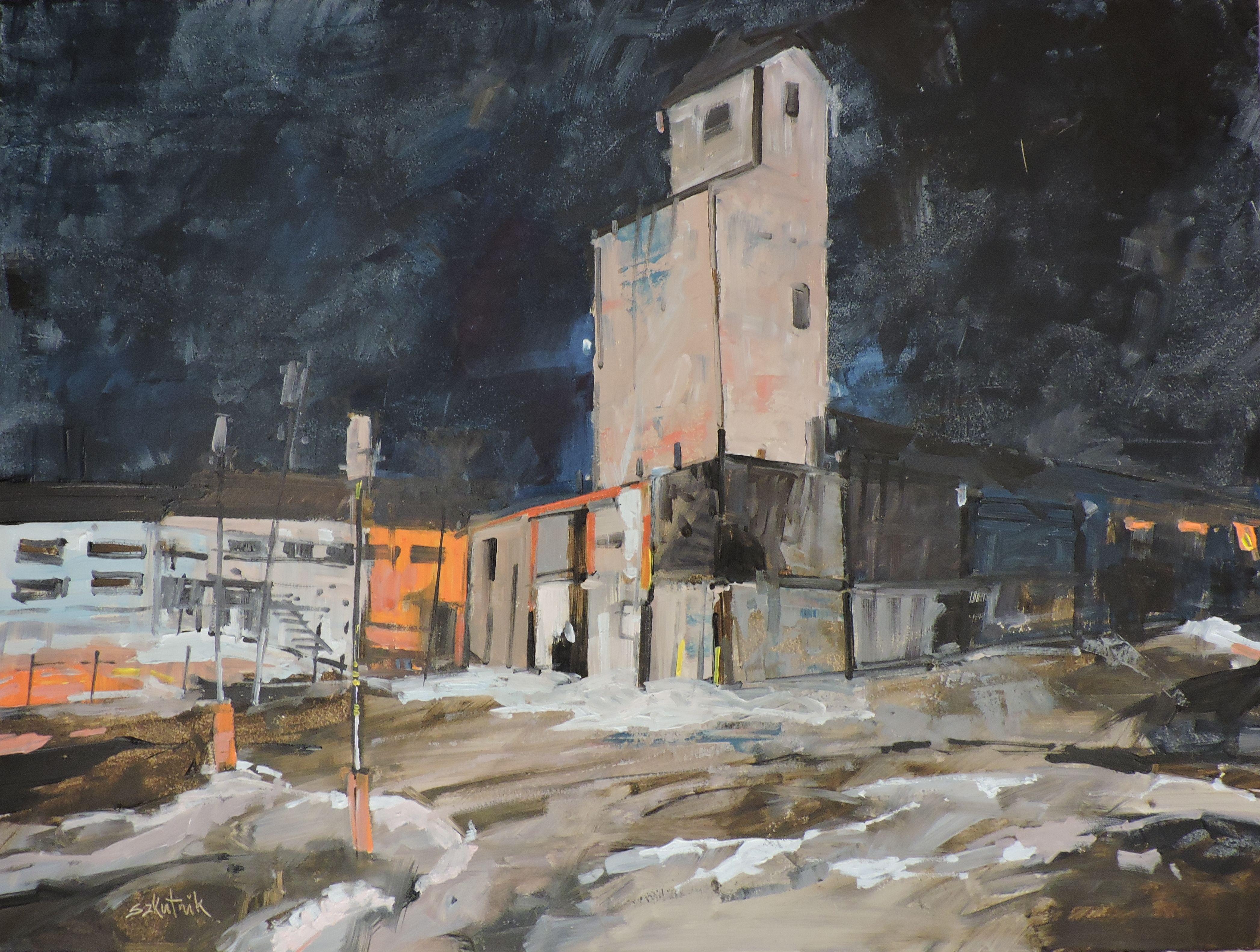 Littleton #8, Pittura, Olio su pannello di Wood - Painting di Richard Szkutnik