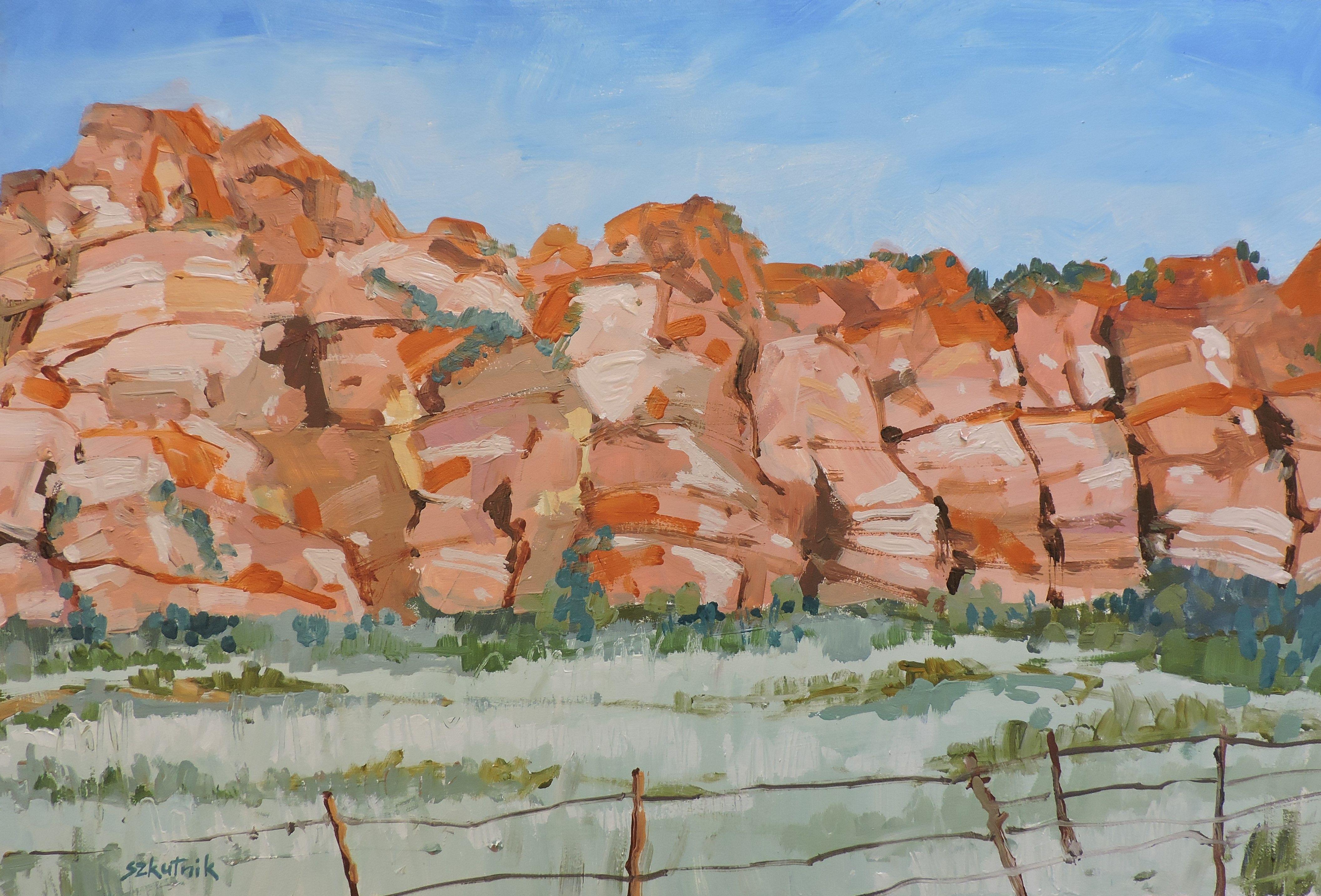 Richard Szkutnik Landscape Painting – Blick in den Westen, Gemälde, Öl auf Anderem