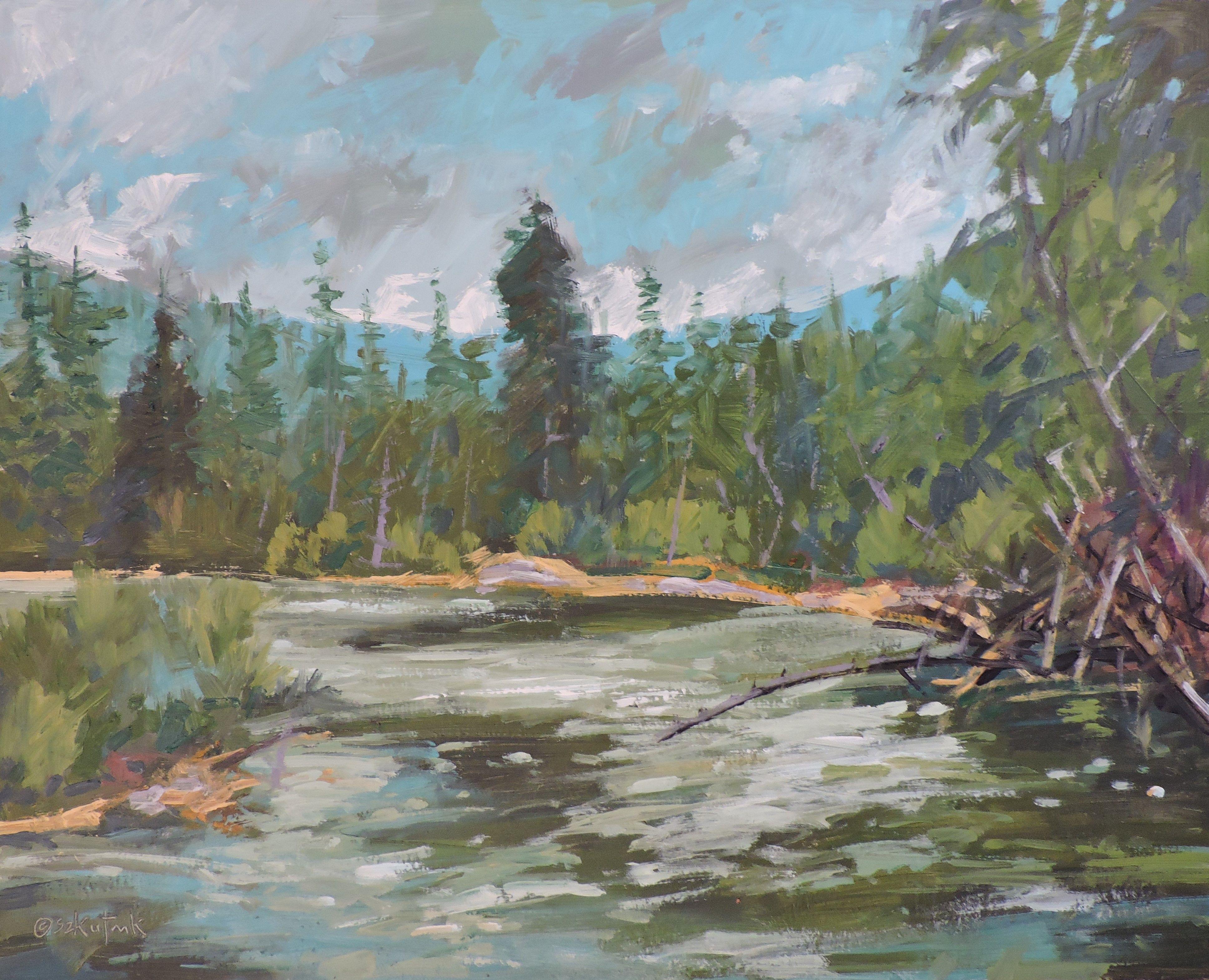 robert wood mountain stream painting