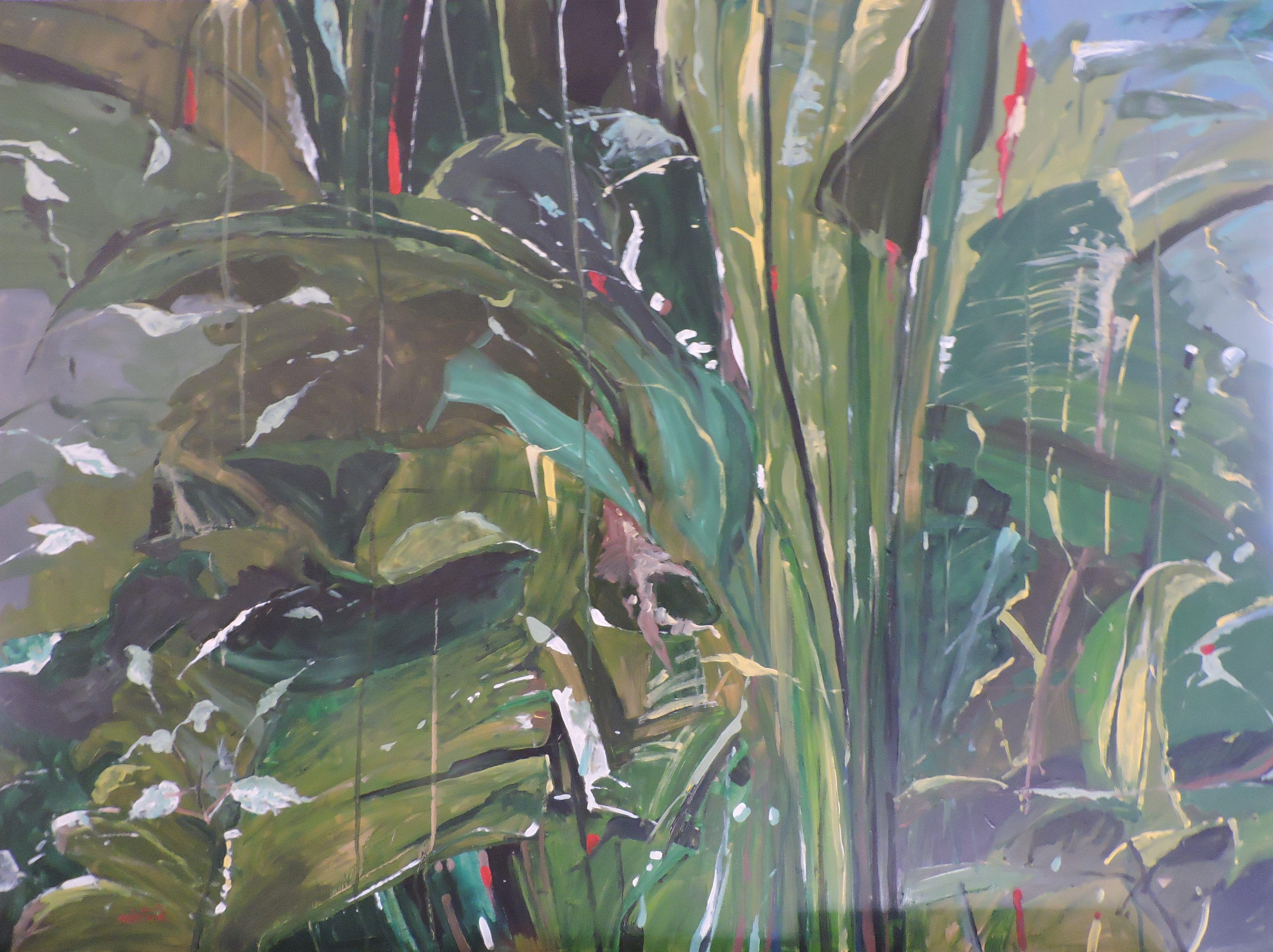 Giardino di ottobre, Pittura, Olio su altro - Painting di Richard Szkutnik