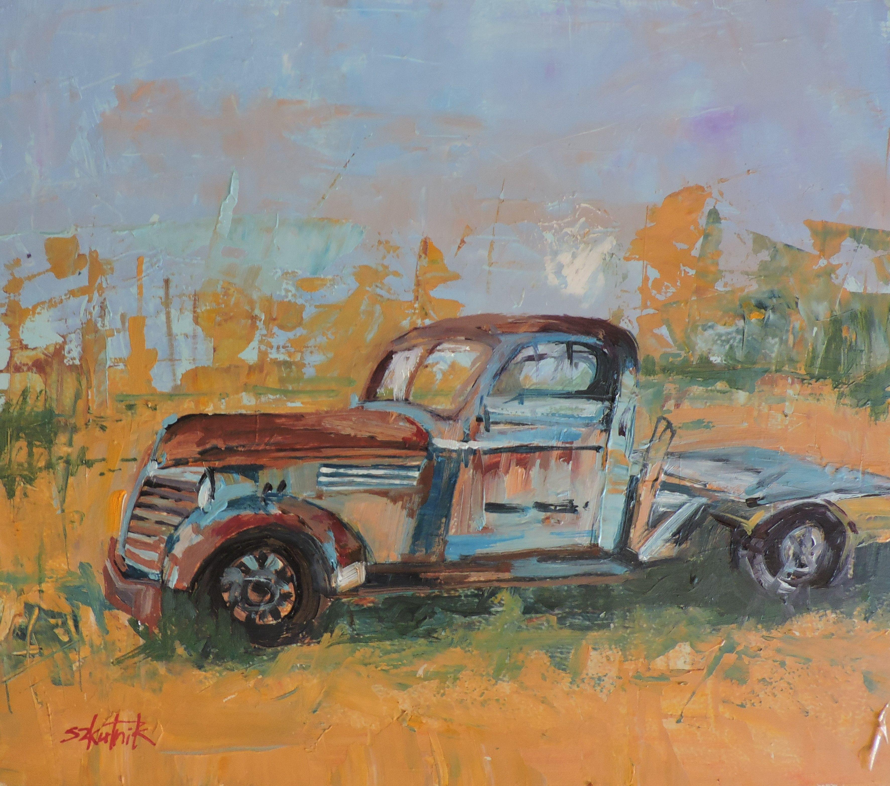 paintings of old trucks
