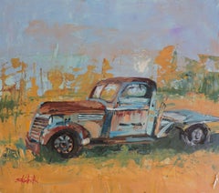 Old Truck #2, Gemälde, Öl auf Holzplatte