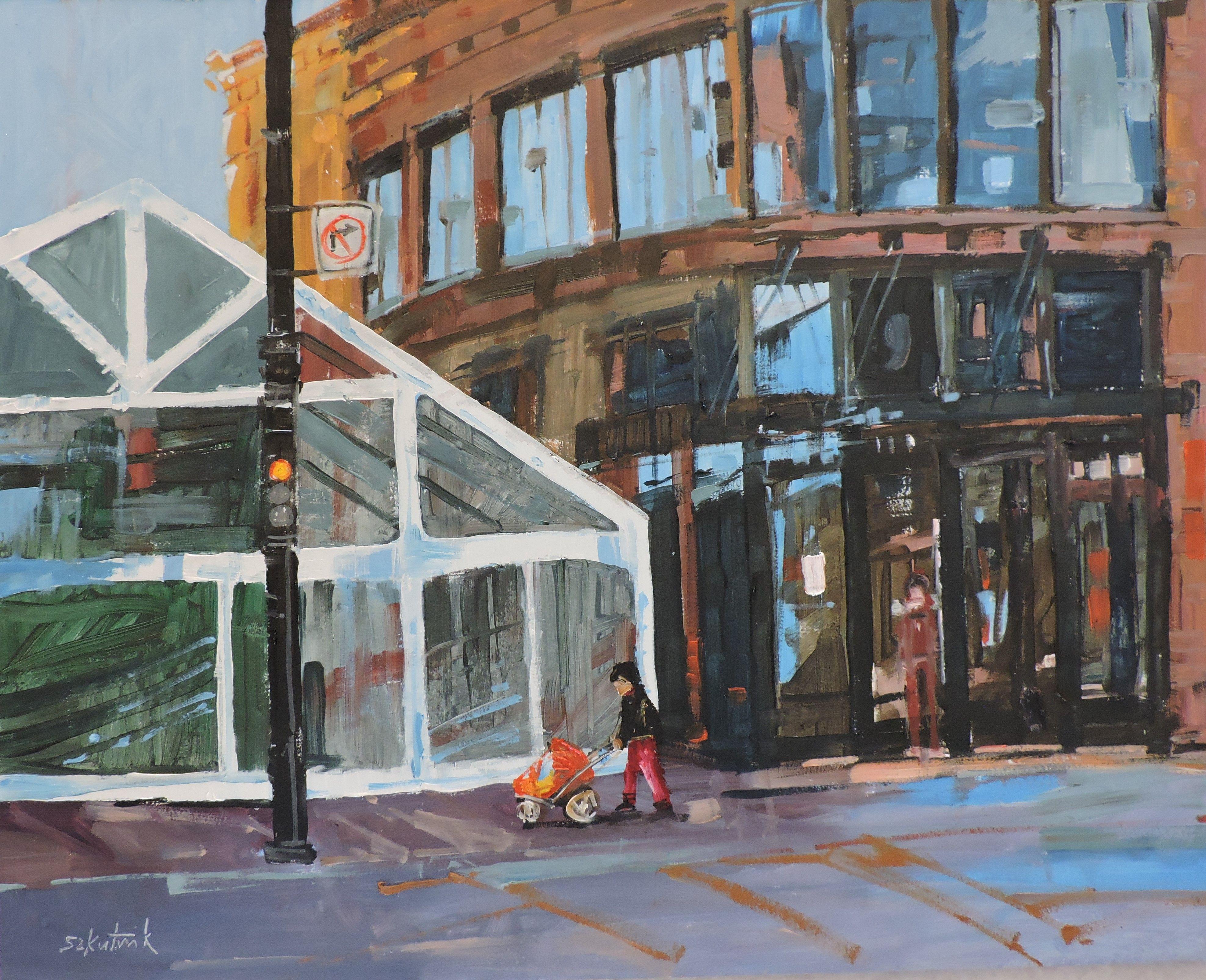 Außerhalb des Esszimmers, Gemälde, Öl auf Anderem – Painting von Richard Szkutnik