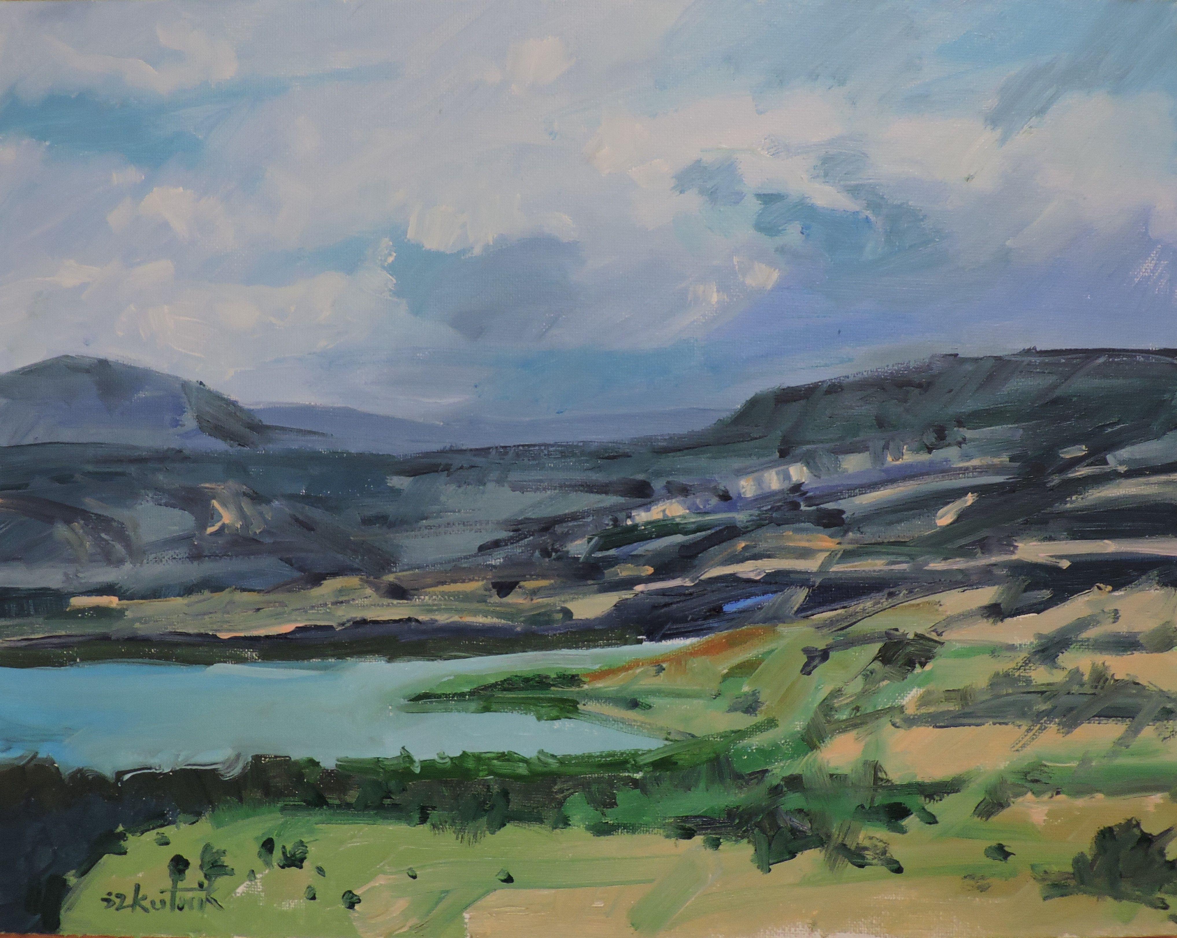 Embalse, Pintura, Óleo sobre otro - Painting de Richard Szkutnik