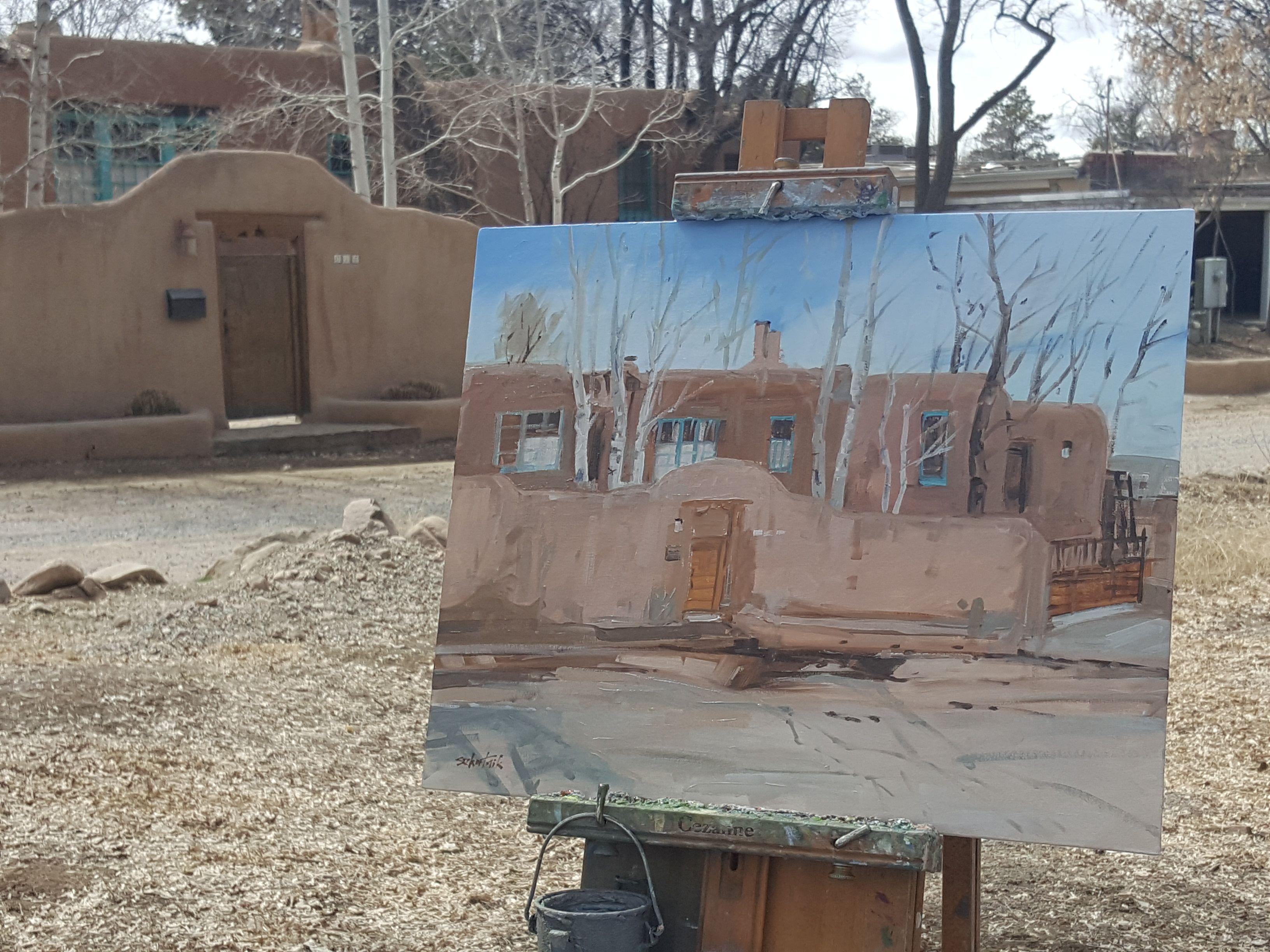 Casa sul fiume, Pittura, Olio su tela - Painting Impressionismo di Richard Szkutnik