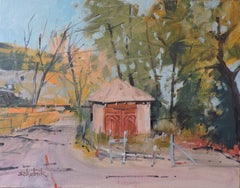 Road Shed, Painting, Oil on Wood Panel