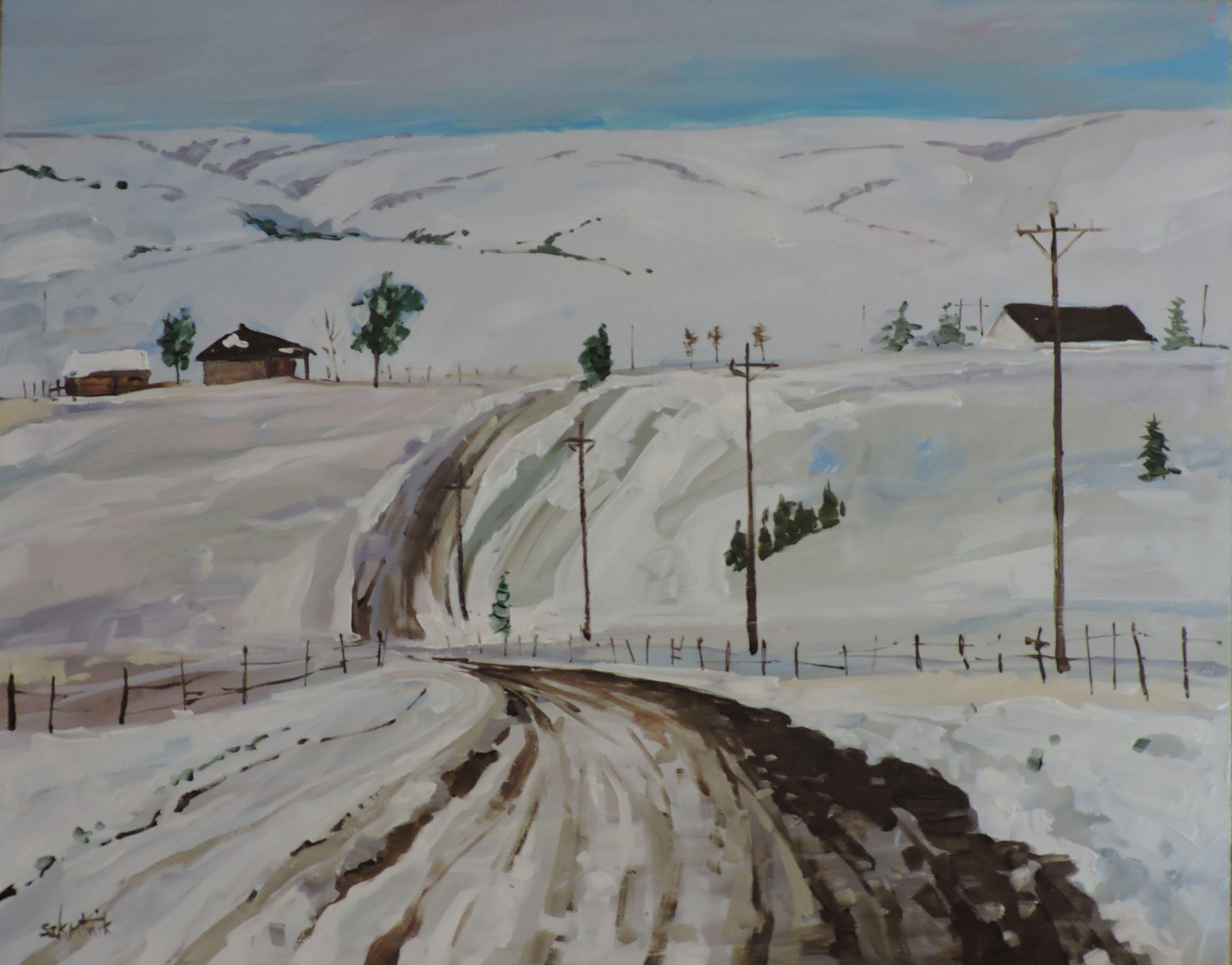 Strada per Roxborough, Pittura, Olio su altro - Painting di Richard Szkutnik