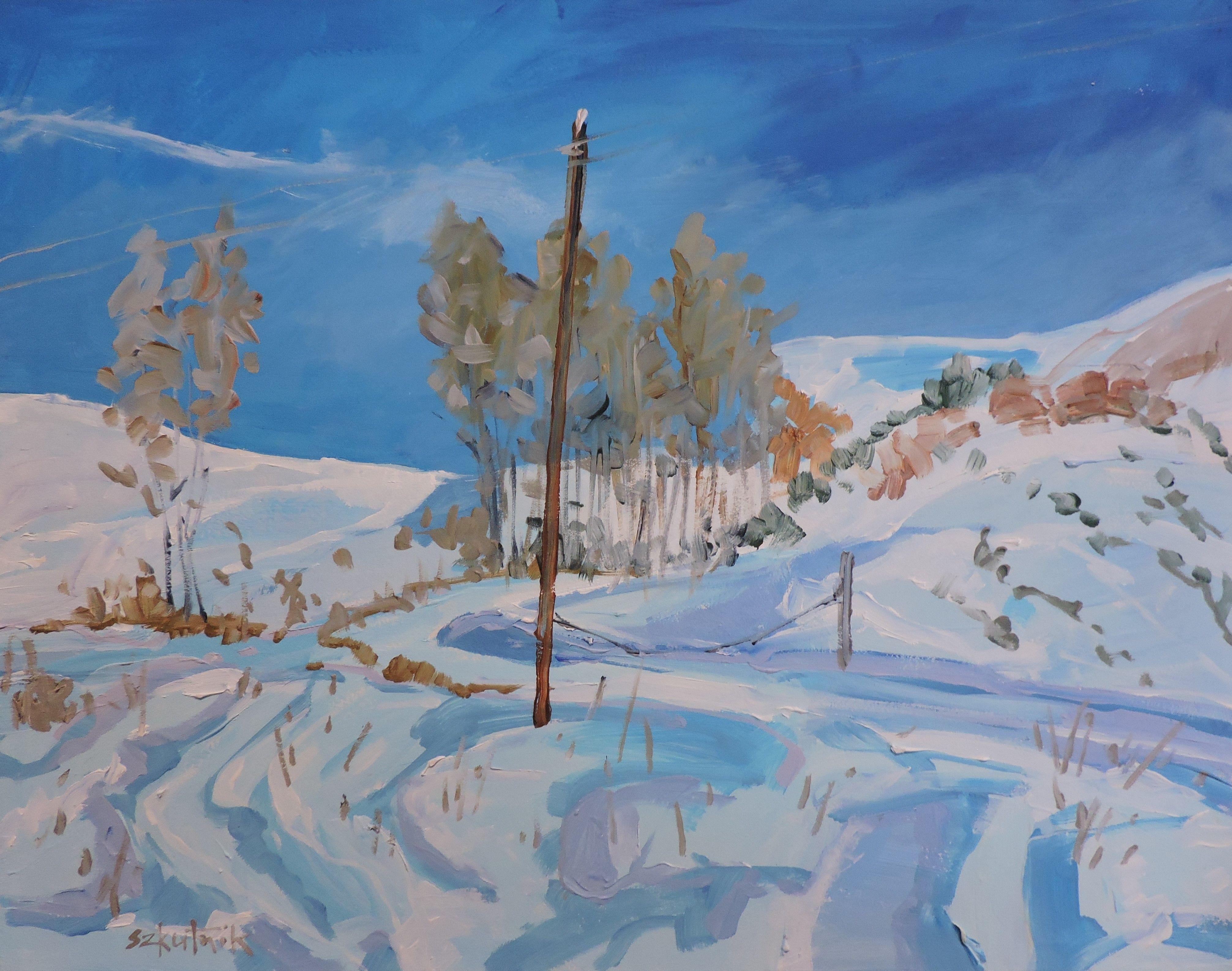 Landscape Painting de Richard Szkutnik - Día de nieve, Pintura, Óleo sobre Otro