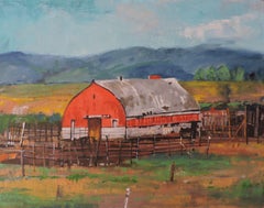 The Barn, peinture, huile sur panneau de bois