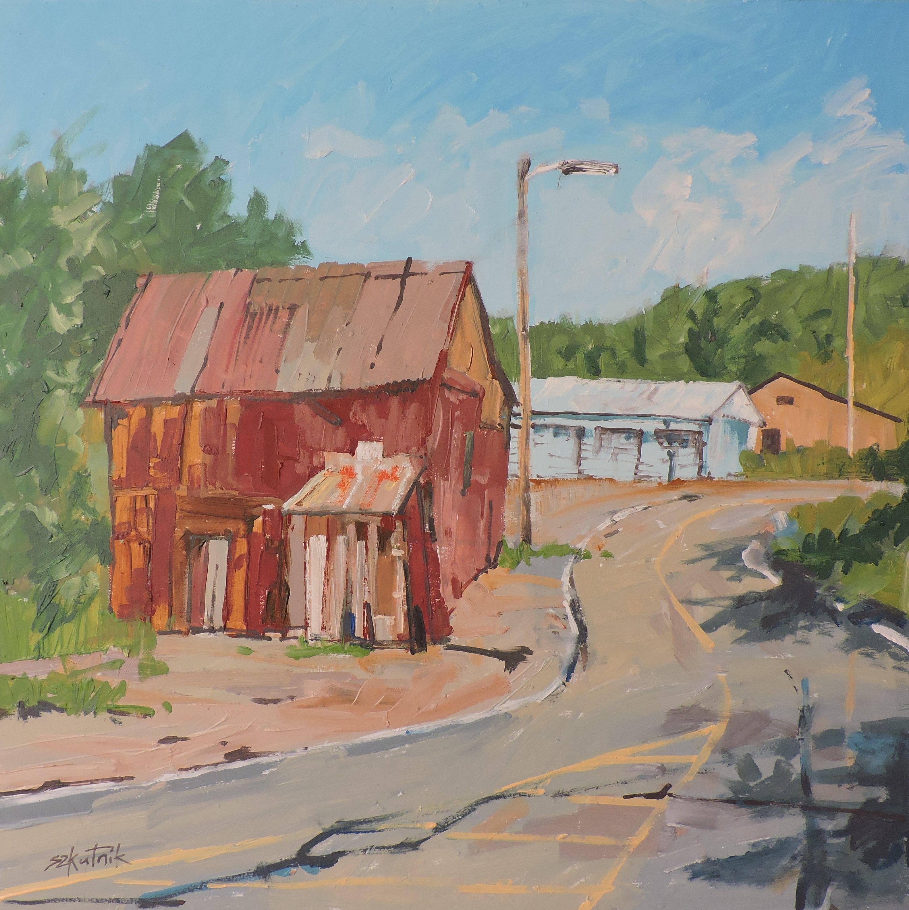original village en plein oil on panel artwork  :: Painting :: Impressionist :: This piece comes with an official certificate of authenticity signed by the artist :: Ready to Hang: No :: Signed: Yes :: Signature Location: front :: Wood Panel ::