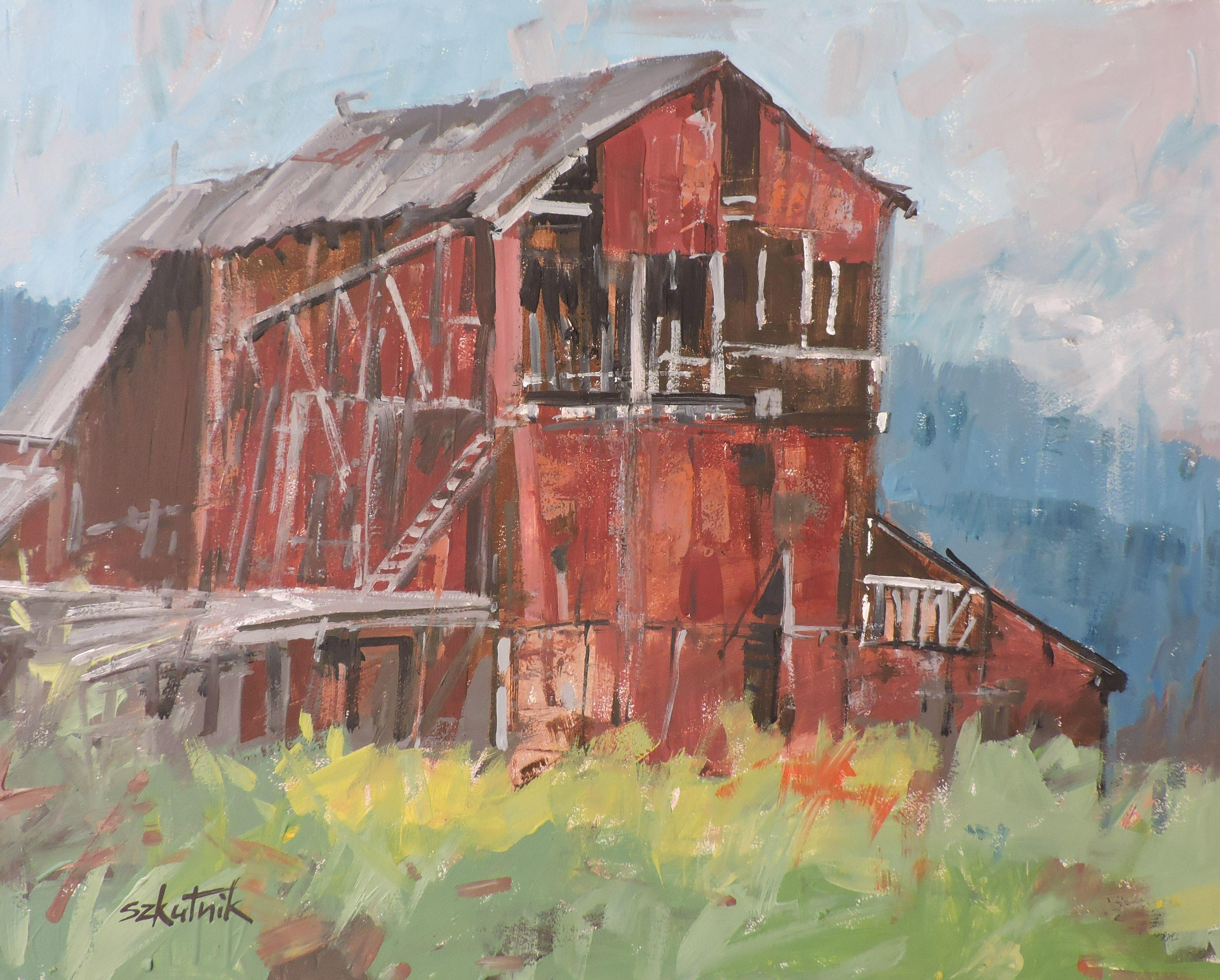 Der Inspektor, Gemälde, Öl auf Holzplatte – Painting von Richard Szkutnik