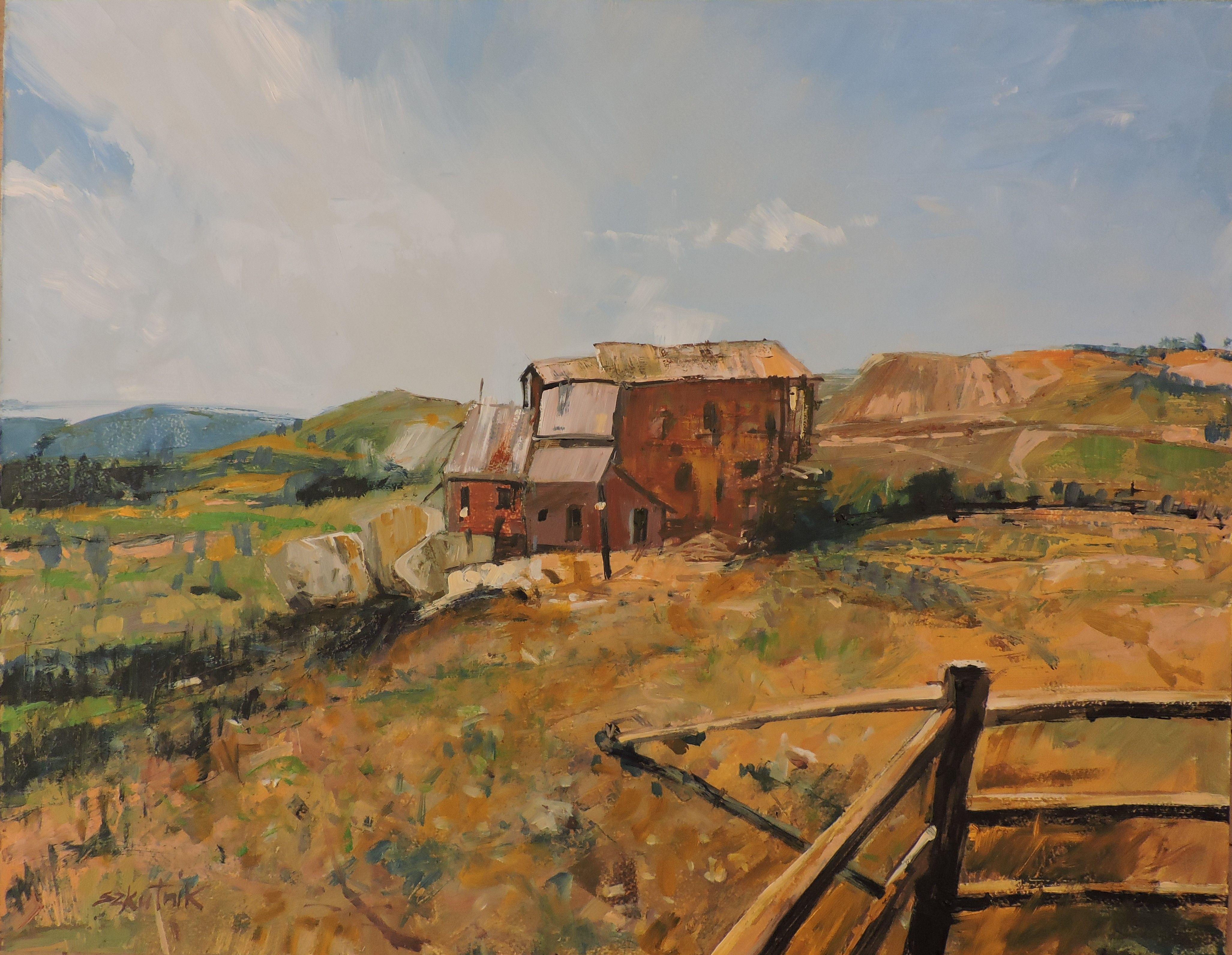 Vindicator, Gemälde, Öl auf Holzplatte – Painting von Richard Szkutnik