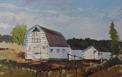 Peinture - « White Farm », huile sur autre