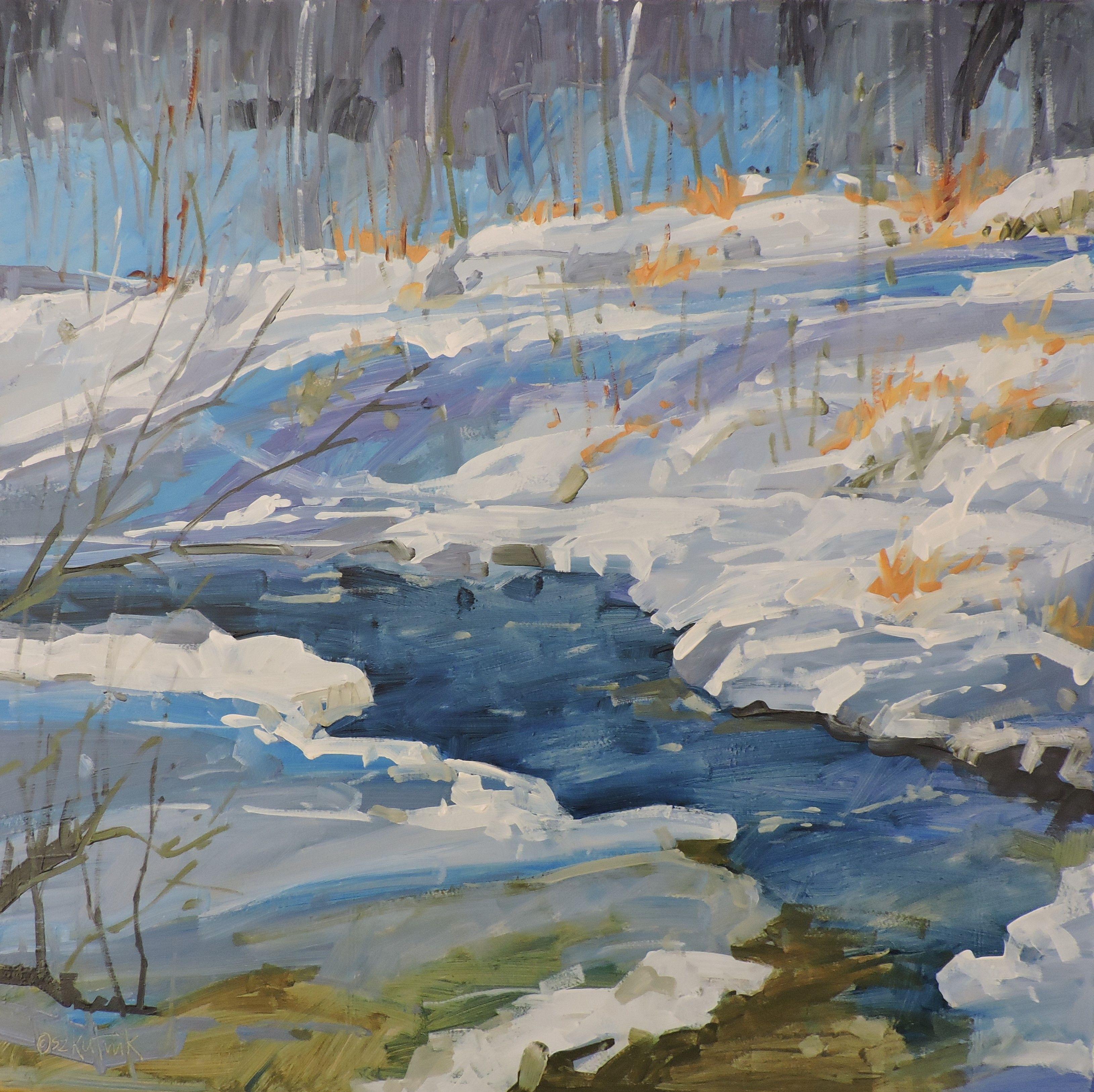 Colorado winter landscape original oil on panel :: Painting :: Impressionist :: This piece comes with an official certificate of authenticity signed by the artist :: Ready to Hang: No :: Signed: Yes :: Signature Location: front :: Wood Panel ::