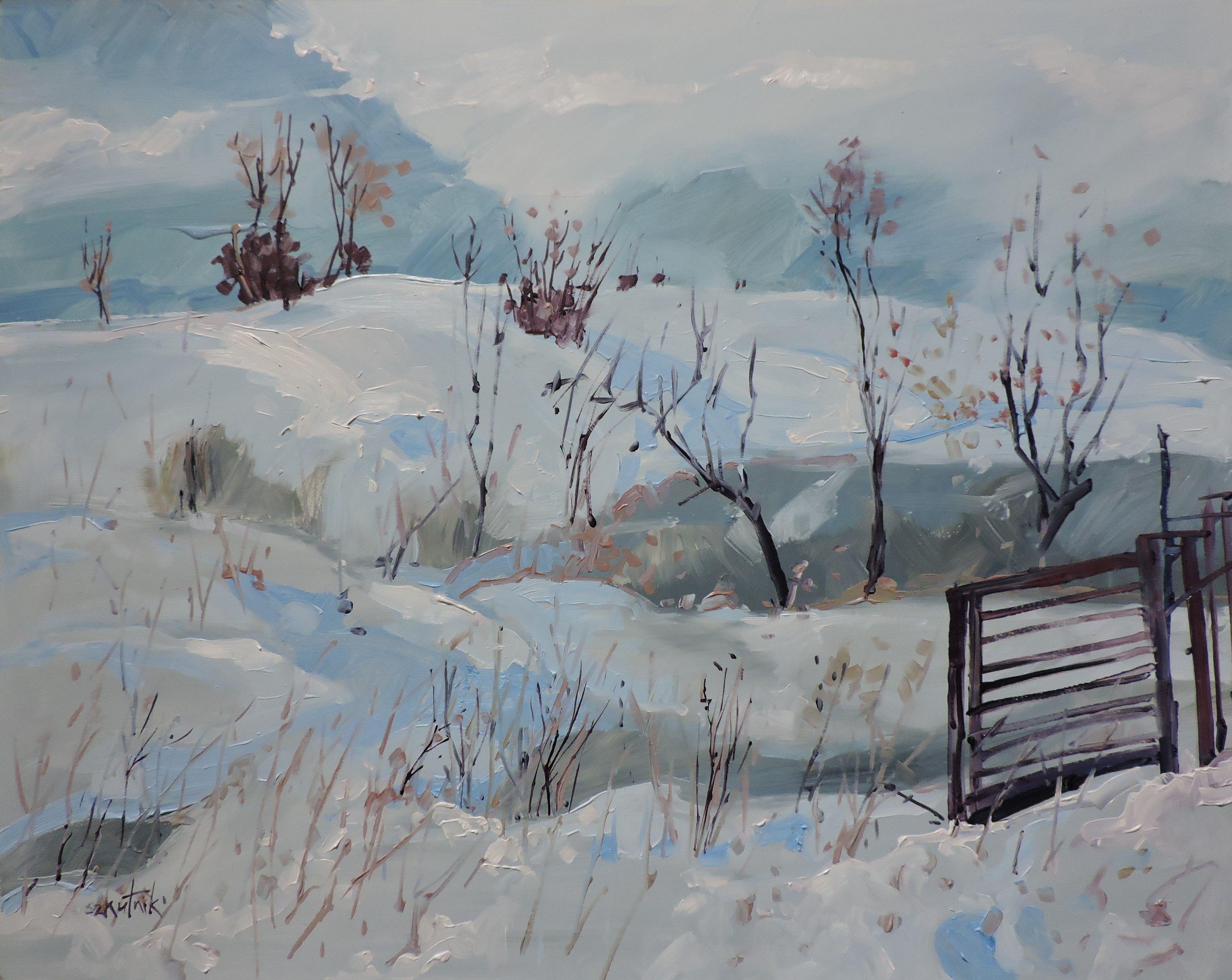 A. Winter Wonderland, Pittura, Olio su altro - Painting di Richard Szkutnik