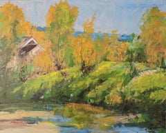 Yampa River Autumn, Painting, Oil on Wood Panel