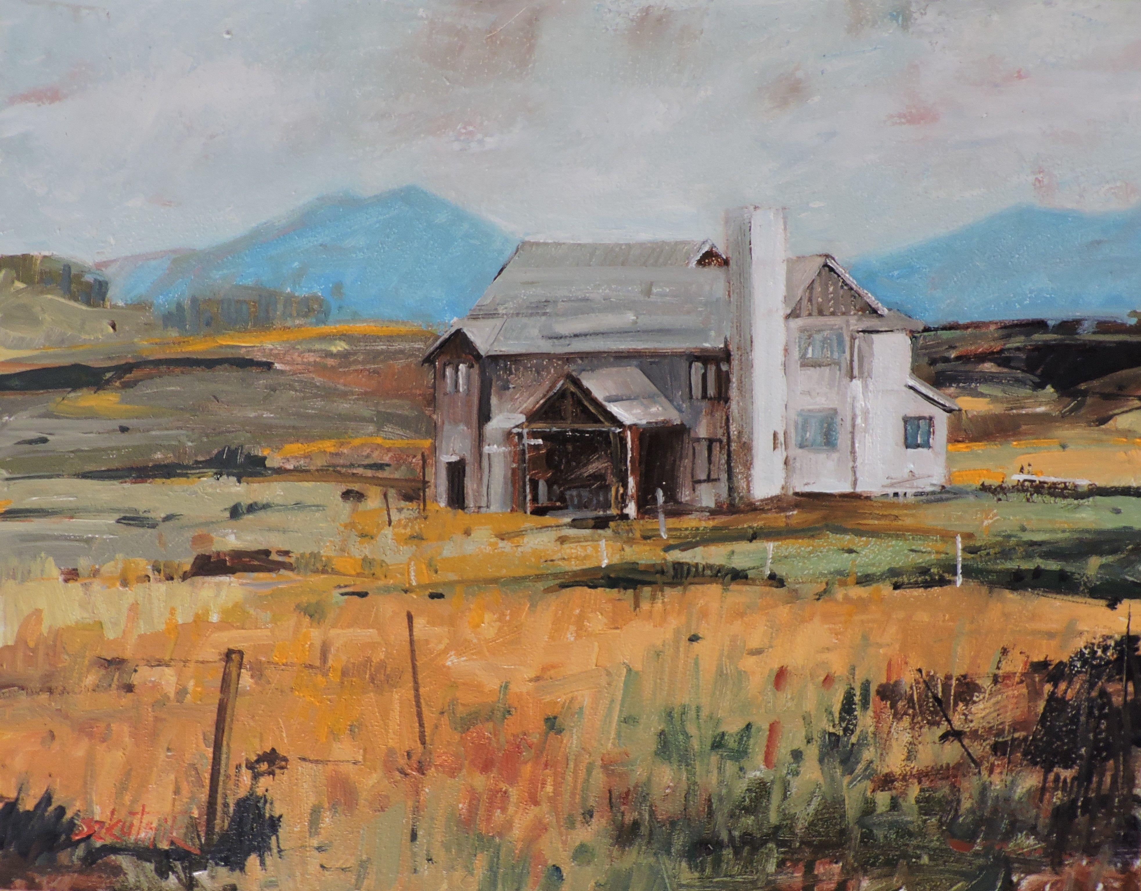 Yellow Fild, Pittura, Olio su pannello di Wood - Painting di Richard Szkutnik