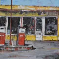 Yellow Station, Painting, Oil on Wood Panel