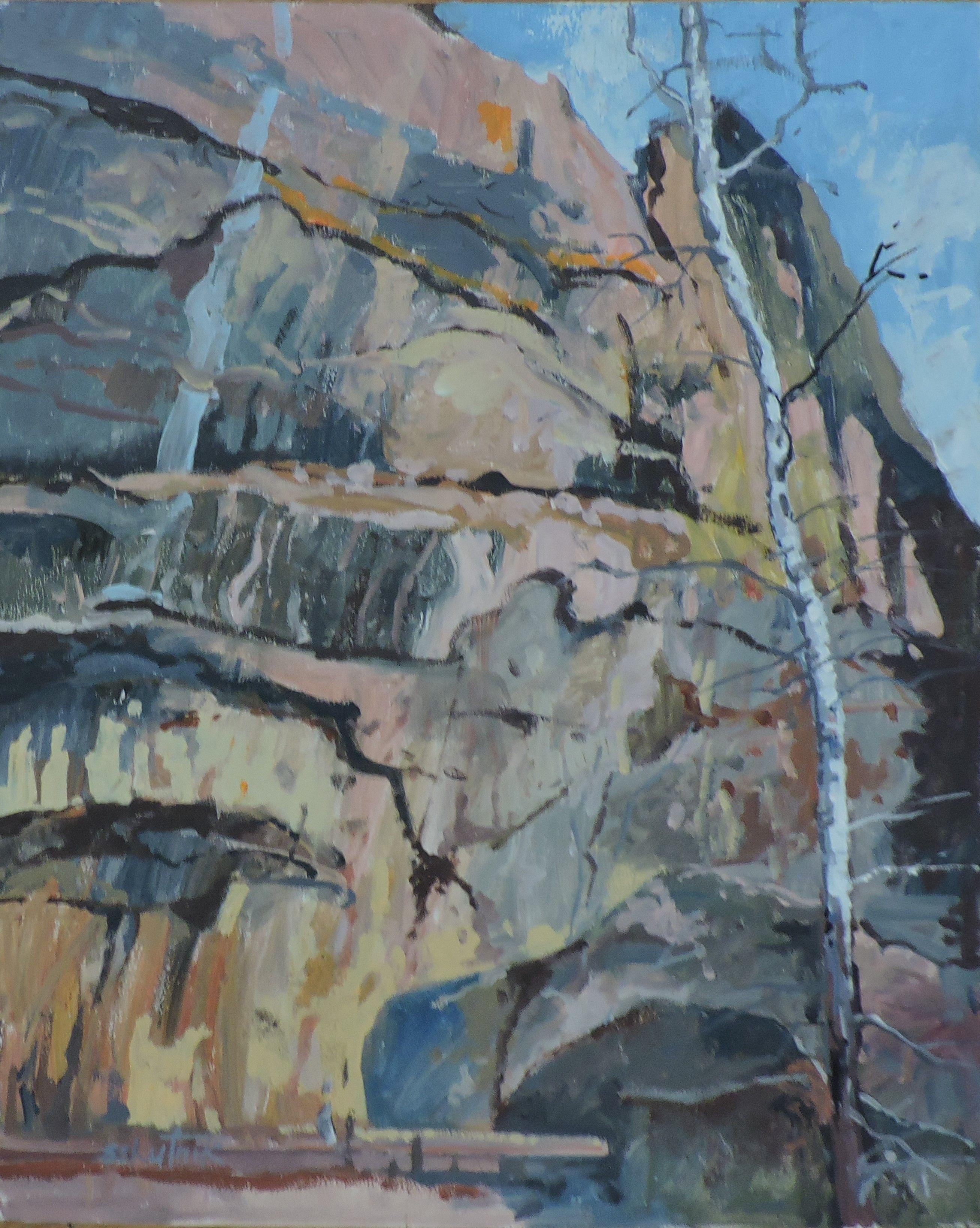 Original en plein air oil on panel paint in Zion National Park :: Painting :: Impressionist :: This piece comes with an official certificate of authenticity signed by the artist :: Ready to Hang: No :: Signed: Yes :: Signature Location: front ::