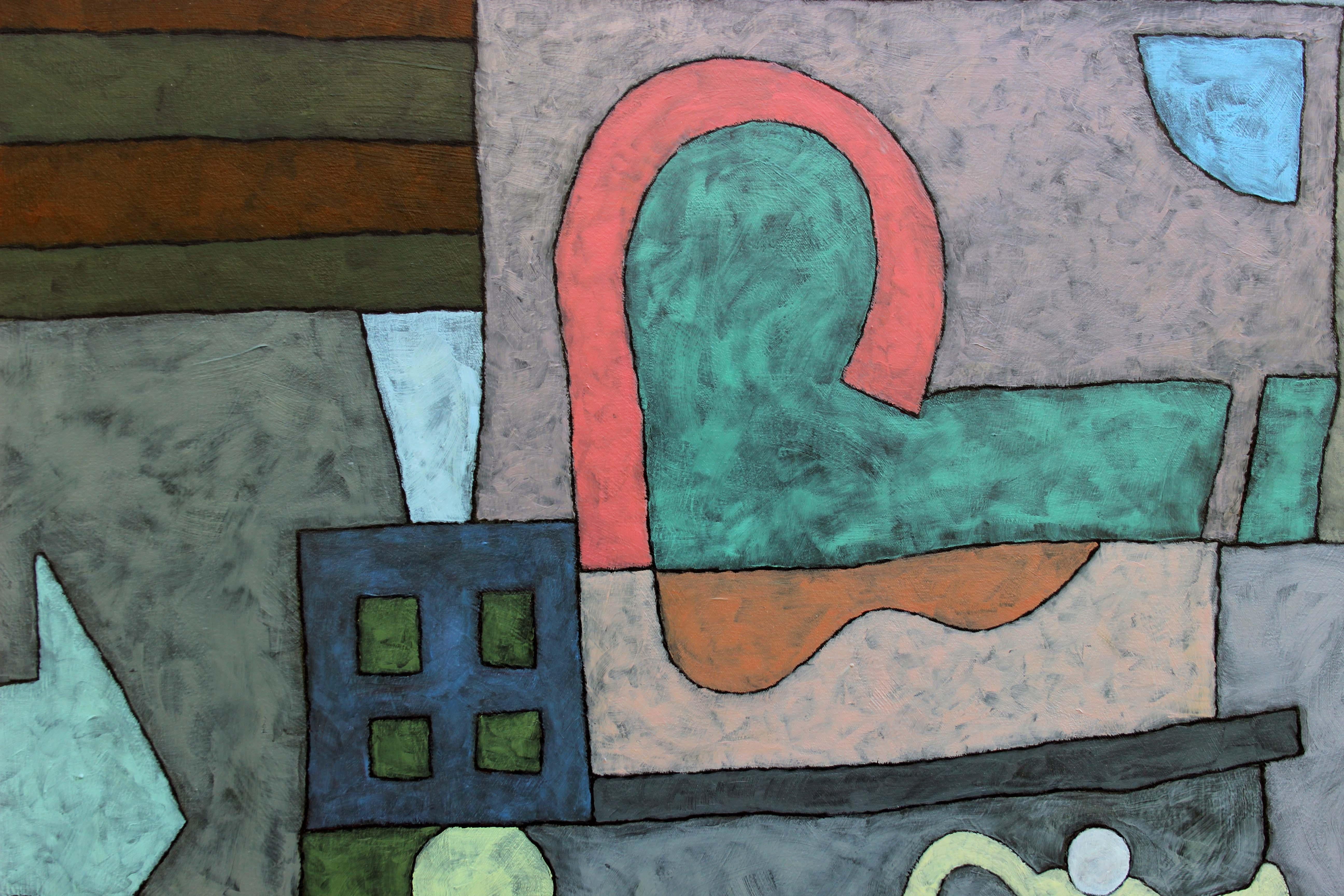 Historias - Torre de agua - Abstract Painting Gris de Richard Taylor