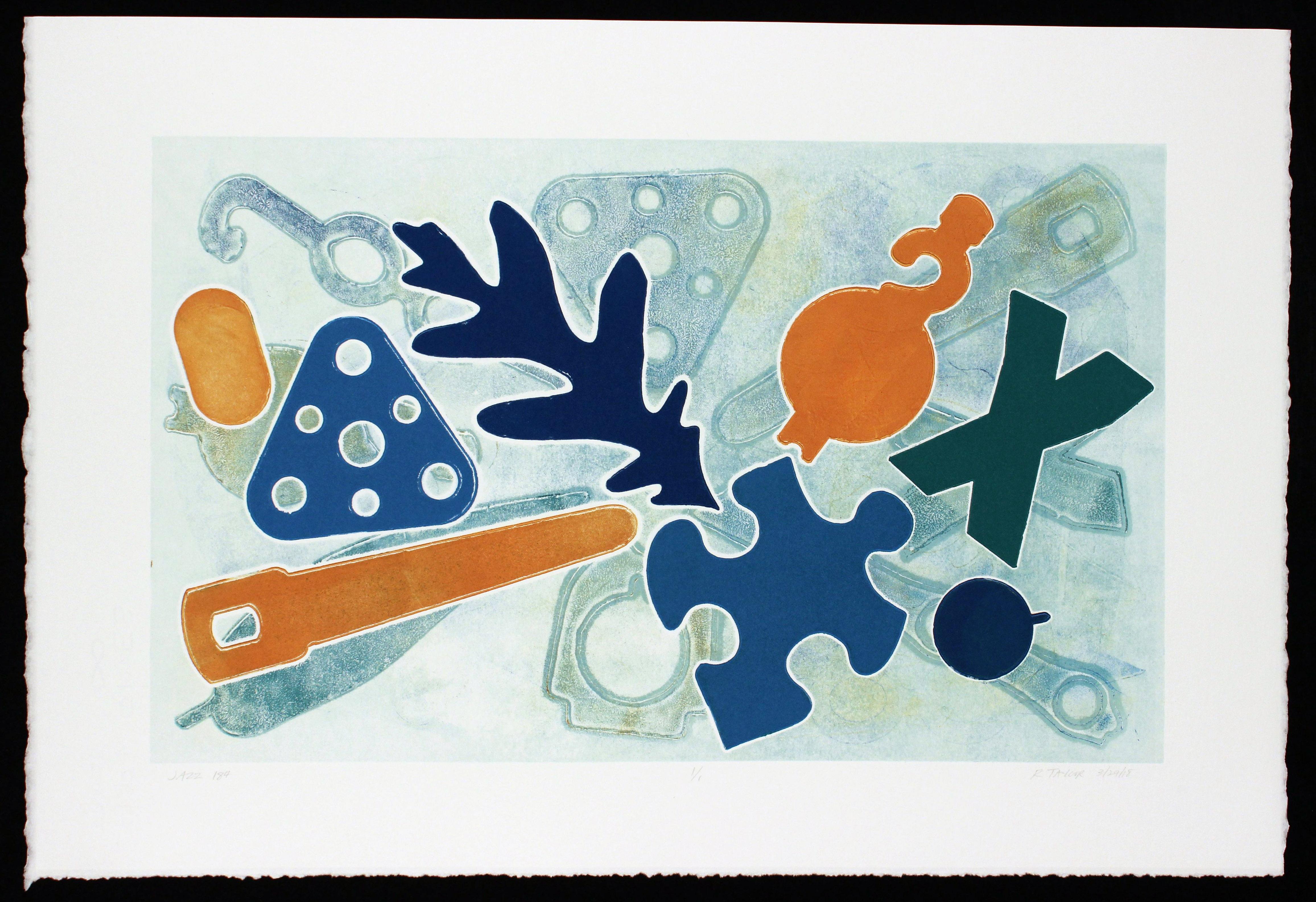 Kunstdruck, Monodruck, Monotypie, Unikatdruck, Handdruck, "Jazz 184"