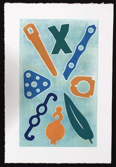 Gravure d'art, monotype, impression unique, impression à la main, "Jazz 185"