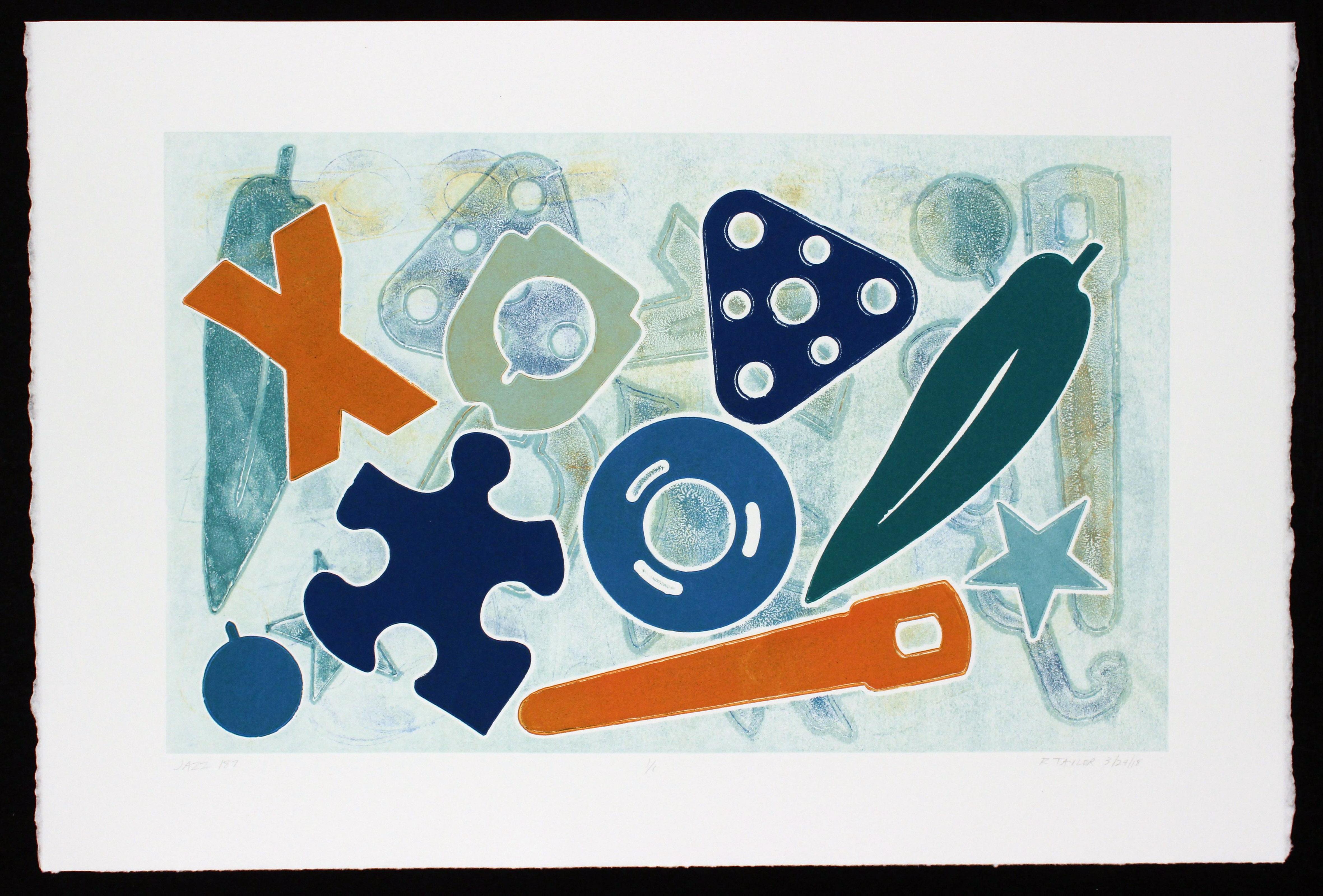 Fine art print, mono print, monotype, unique print, hand printed, “Jazz 187”