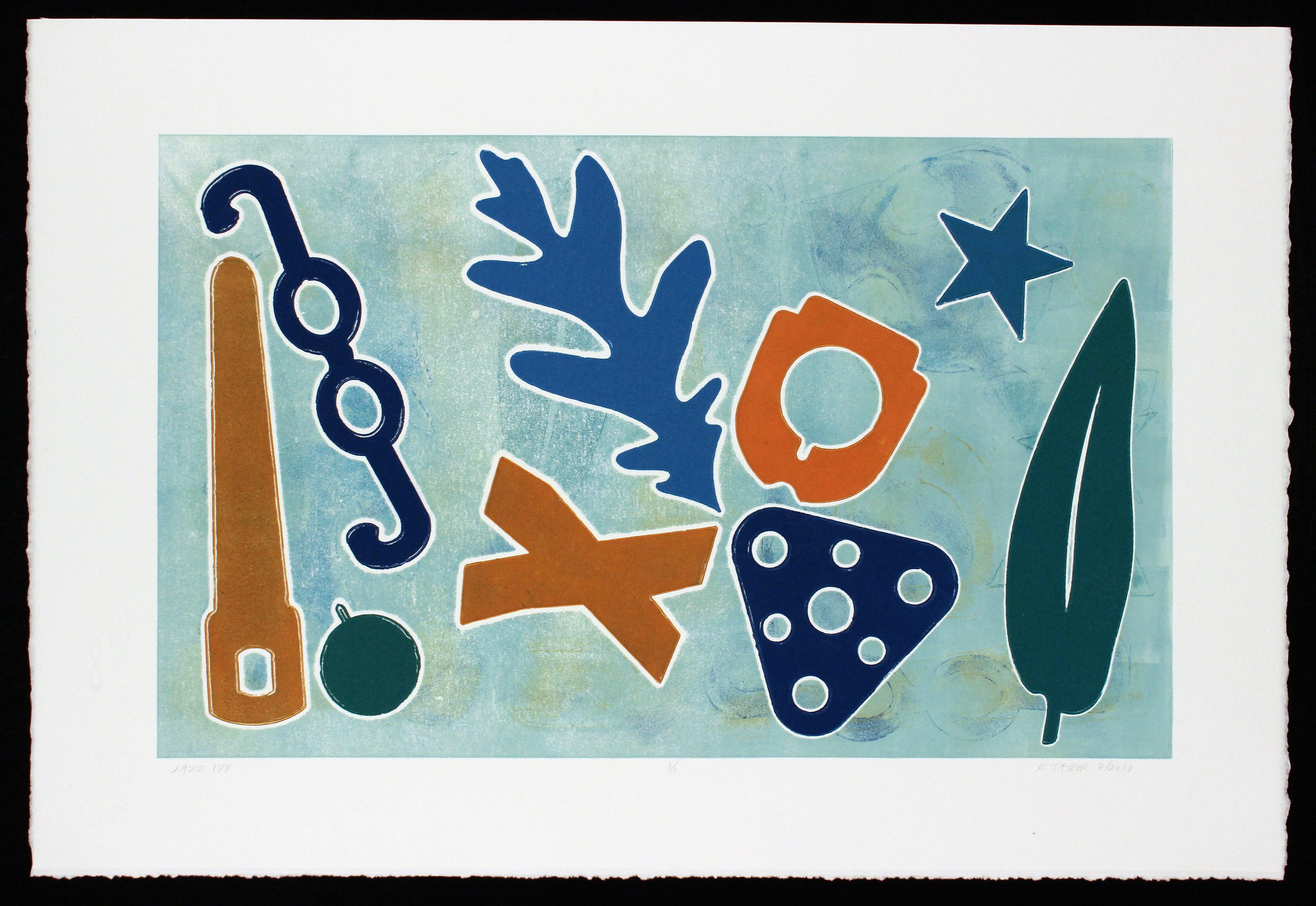 Fine art print, mono print, monotype, unique print, hand printed, “Jazz 188”