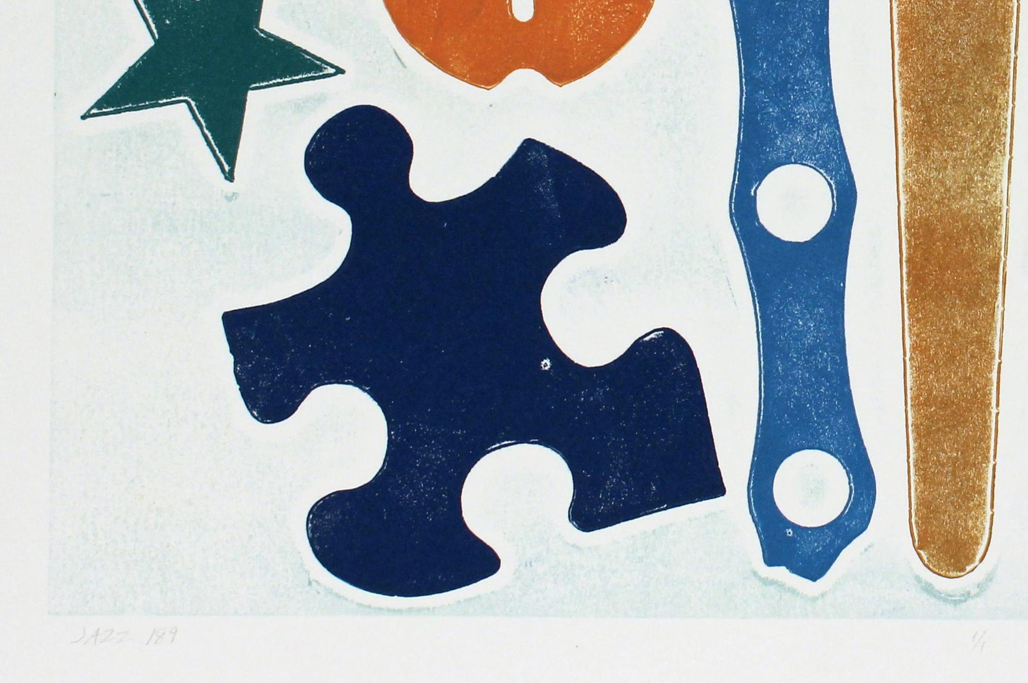 Fine art print, mono print, monotype, unique print, hand printed, “Jazz 189” (Grau), Abstract Print, von Richard Taylor