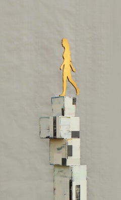 "Golden 1" painted steel sculpture