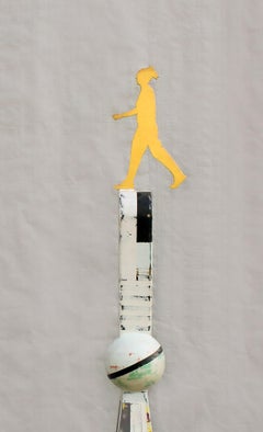 "Golden 2" painted steel sculpture