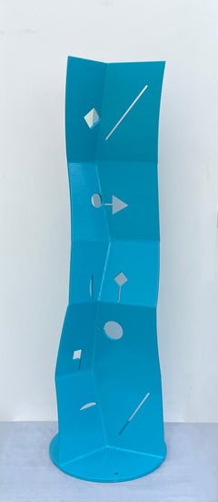 Outdoor sculpture, aluminum, painted sculpture, abstract sculpture, "Blue Buoy"