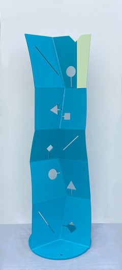 Used Outdoor sculpture, aluminum, painted sculpture, abstract sculpture, "Blue Buoy"