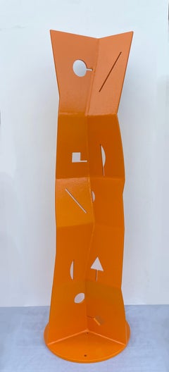 Escultura de exterior, metal, escultura pintada, escultura abstracta, "Boya naranja"