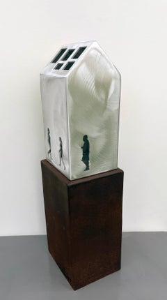 tabletop sculpture, indoor sculpture, metal, colorful, "Shelter - Bilbao"