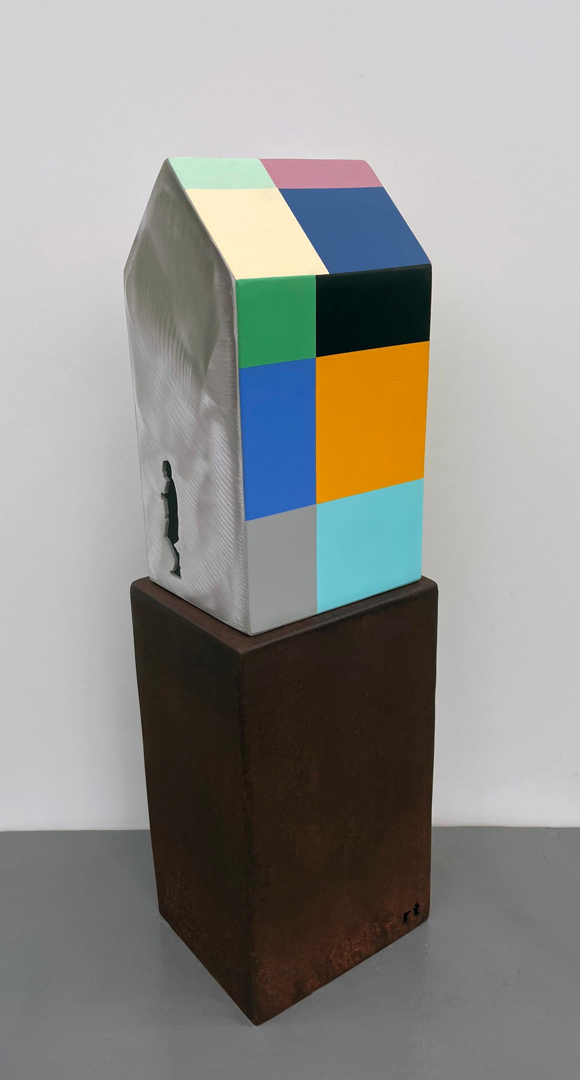 tabletop sculpture, indoor sculpture, metal, colorful, "Shelter - Bilbao"