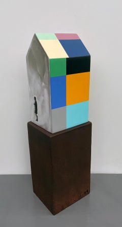 tabletop sculpture, indoor sculpture, metal, colorful, "Shelter - Bilbao"