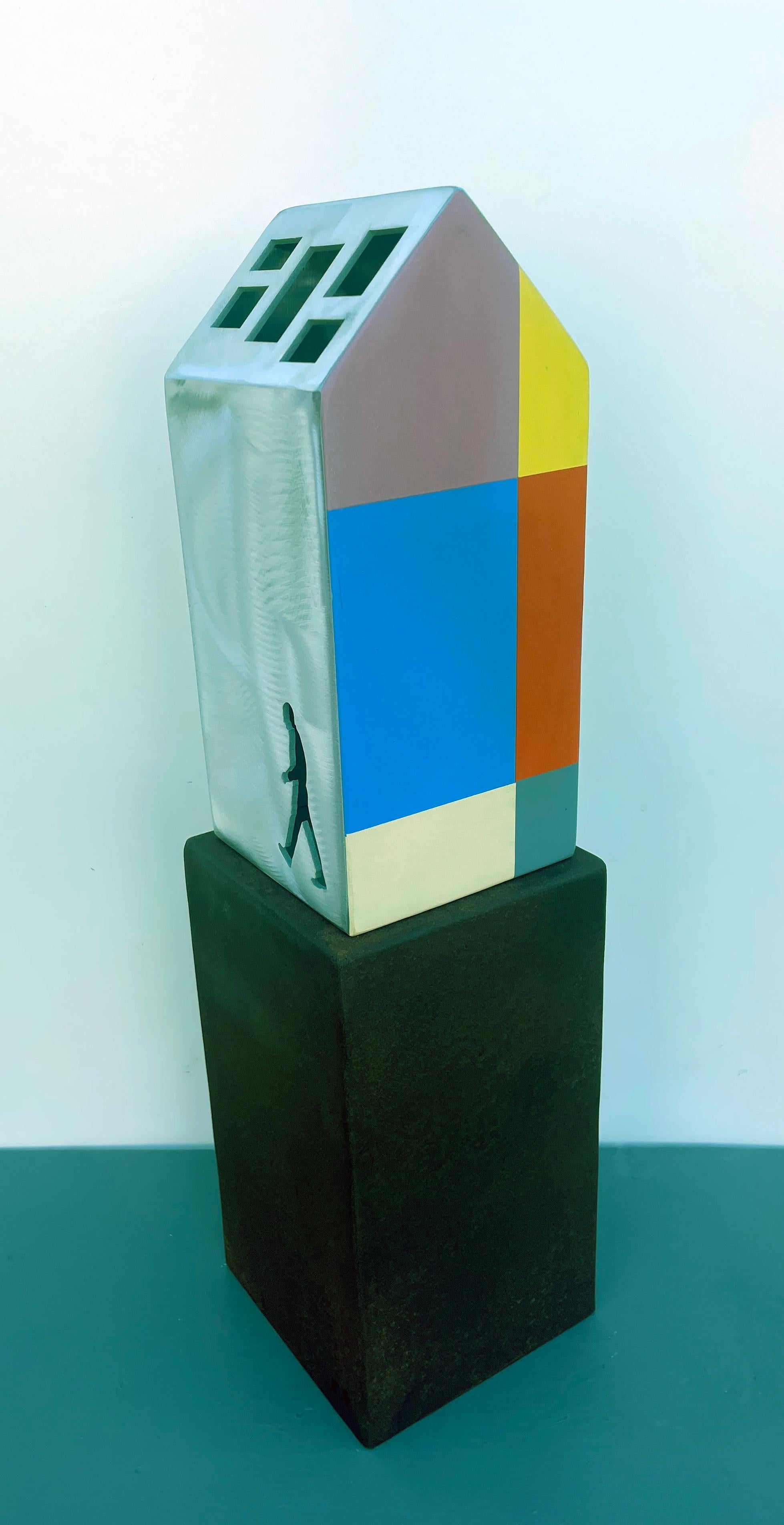 tabletop sculpture, indoor sculpture, metal, colorful, 