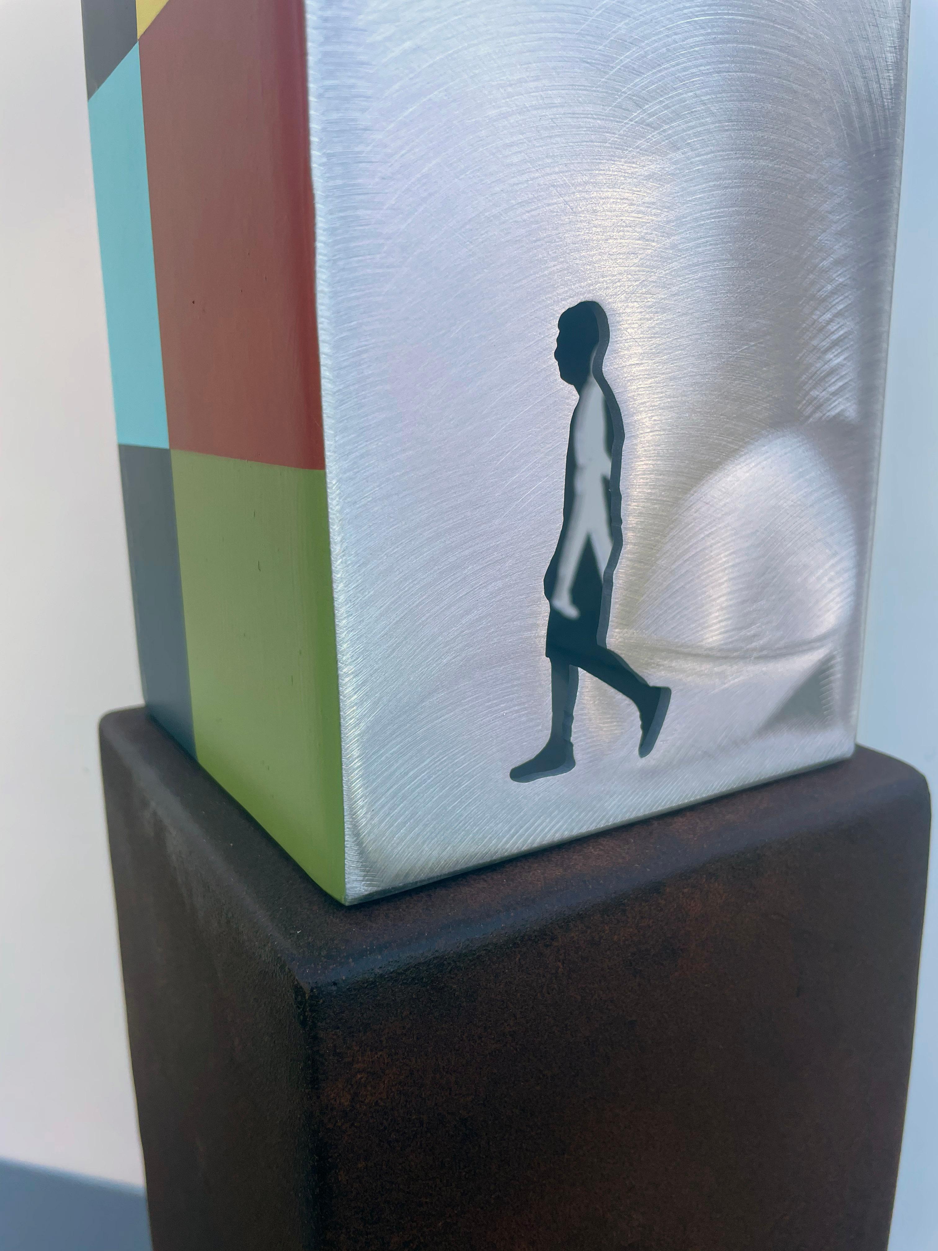 tabletop sculpture, indoor sculpture, metal, colorful, 