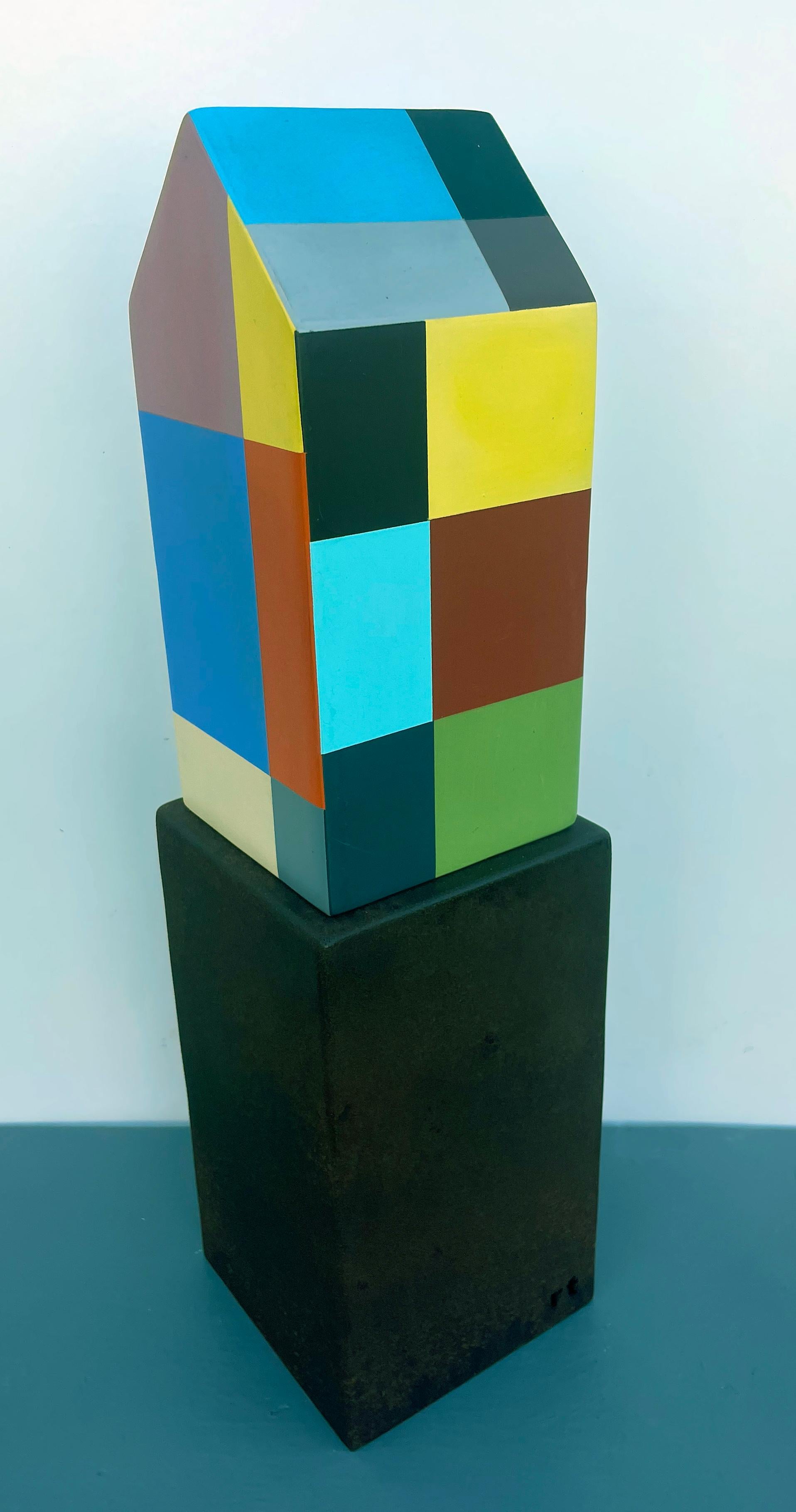 Richard Taylor Abstract Sculpture - tabletop sculpture, indoor sculpture, metal, colorful, "Shelter - Edinburgh"